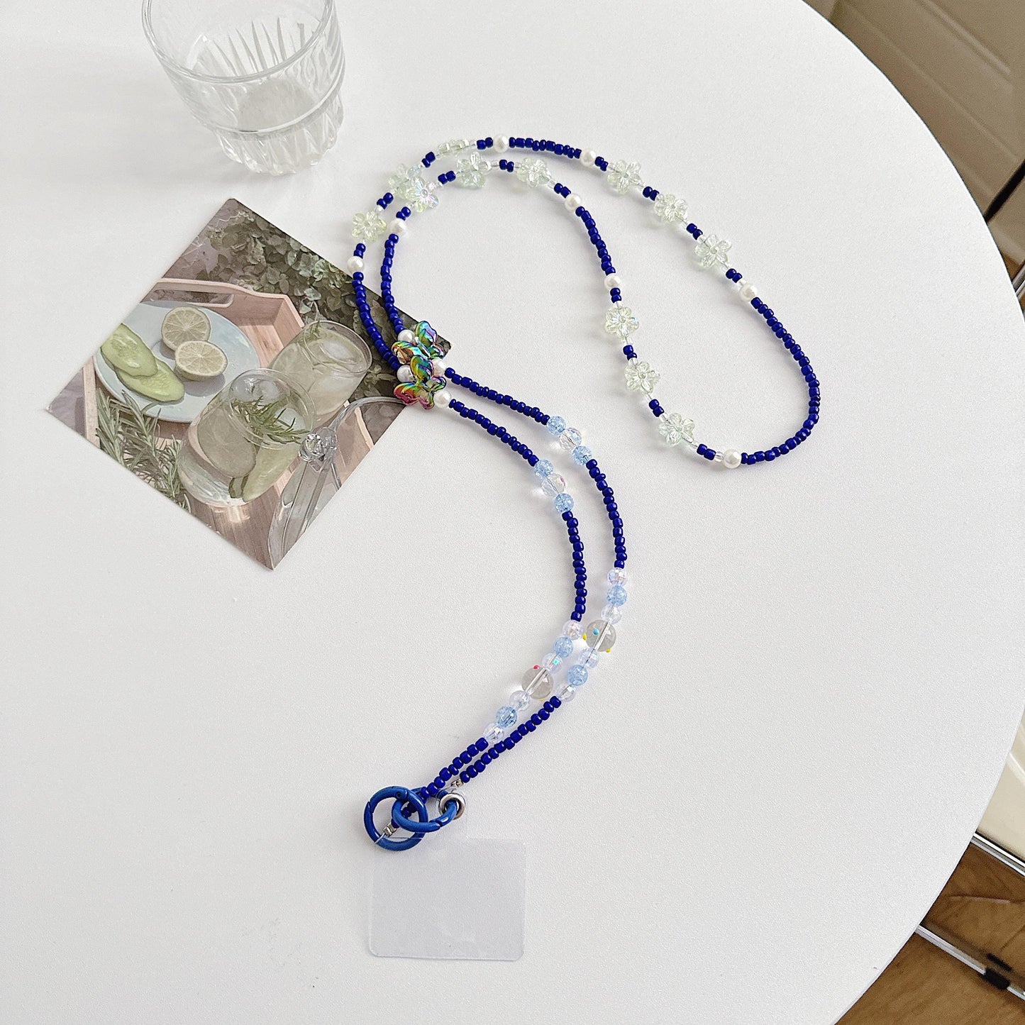 Handmade Crossbody Candy Beaded Phone Strap Dark Blue.High-quality Y2K phone charm.Bridesmaid gifts.Universal fit anti-theft phone holder.