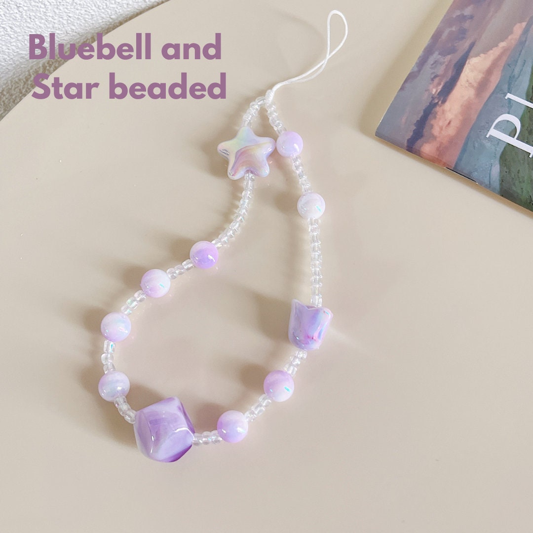 Cute Beaded Phone Charm Purple in many designs.bridesmaid gifts.Phone Keychain.Camera Charm.Wrist Strap.Y2K charm.Phone wristlet.Bag Strap.