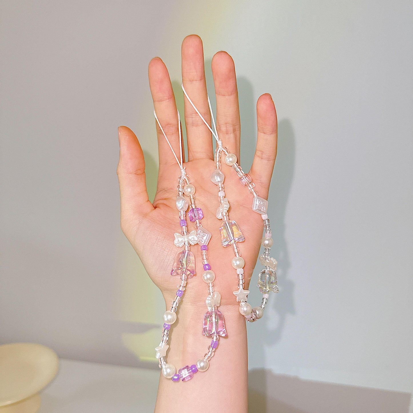 Cute Handmade Bluebell Bead Phone Charm in 6 colors - Y2K Wrist Strap, Anti-Theft Camera Tether, Unique Bridesmaid Gift & Festive Present