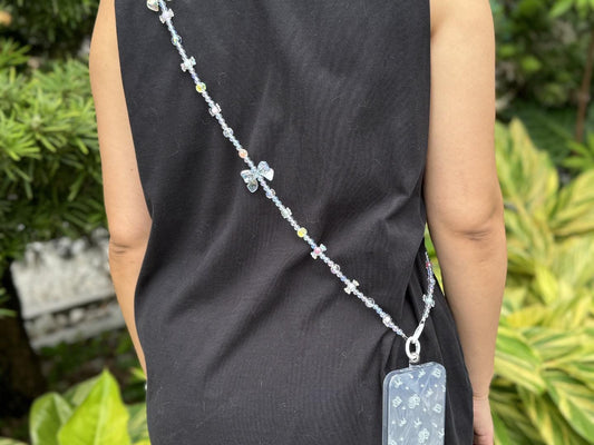 Handmade Crossbody Candy Beaded Phone Strap Crystal white.High-quality Y2K phone charm.Bridesmaid gift.Universal fit anti-theft phone holder