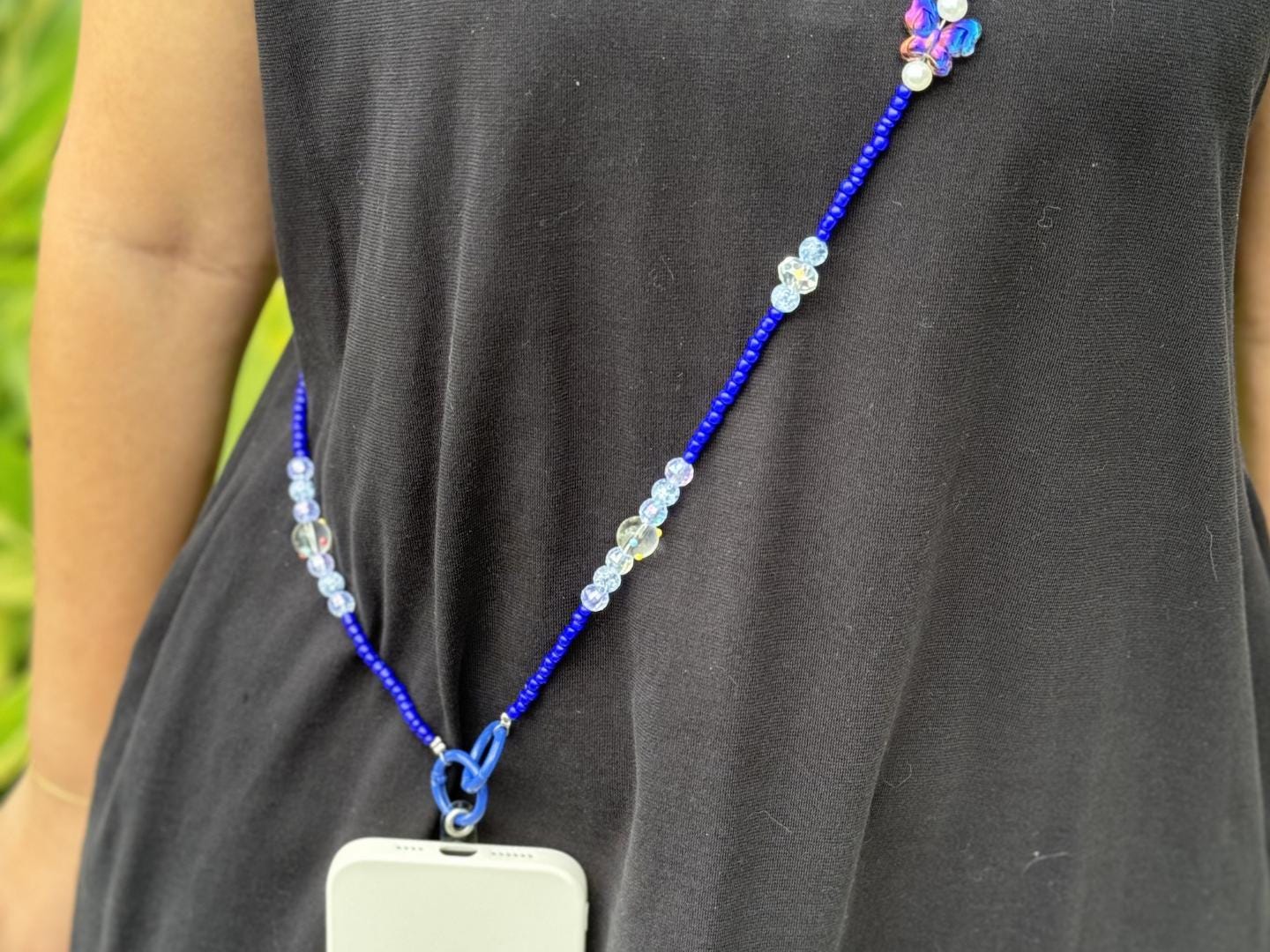 Handmade Crossbody Candy Beaded Phone Strap Dark Blue.High-quality Y2K phone charm.Bridesmaid gifts.Universal fit anti-theft phone holder.