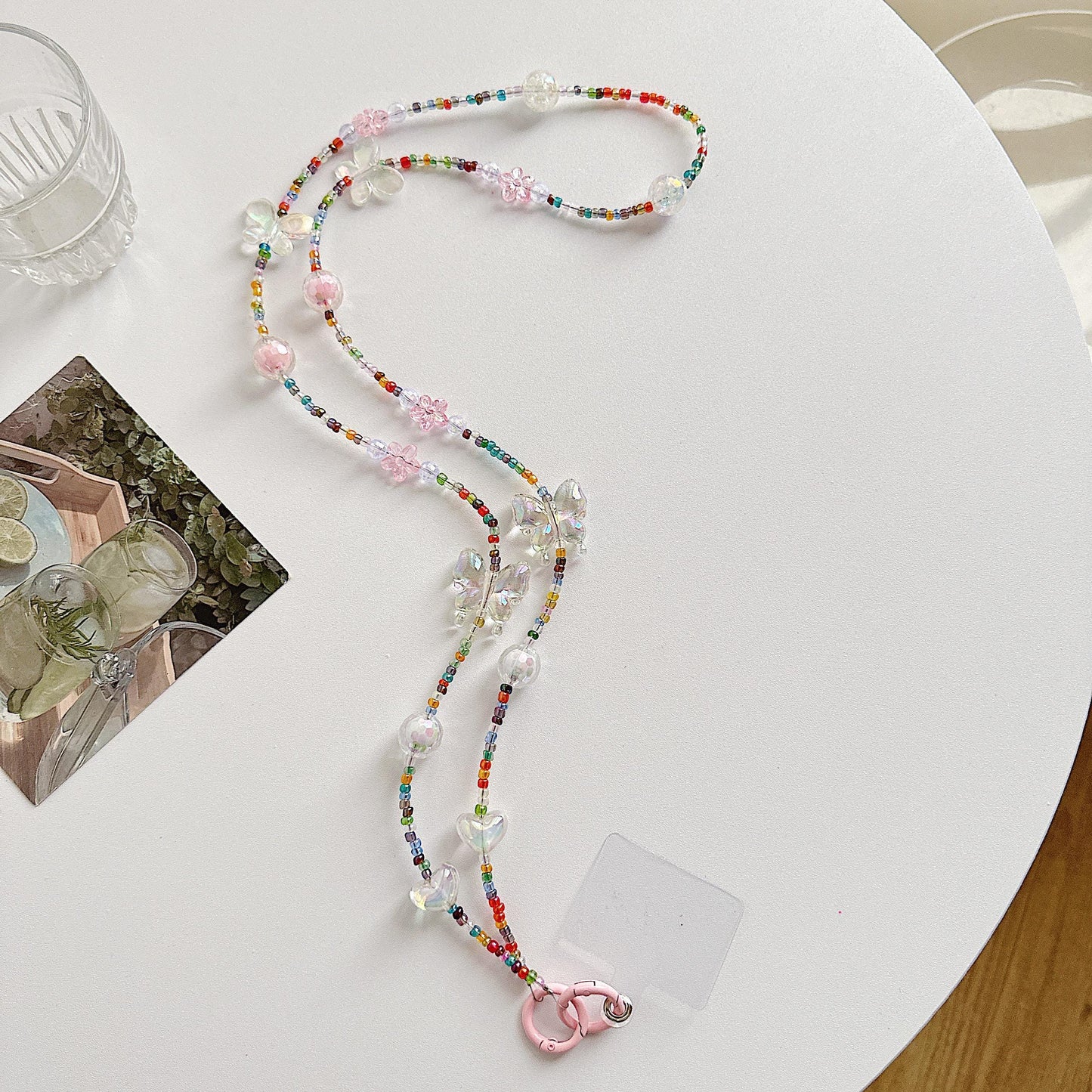 Handmade Crossbody Beaded Phone Strap rainbow.High-quality iridescent phone charm.Bridesmaid gifts.Universal fit phone holder with FREE TAB.