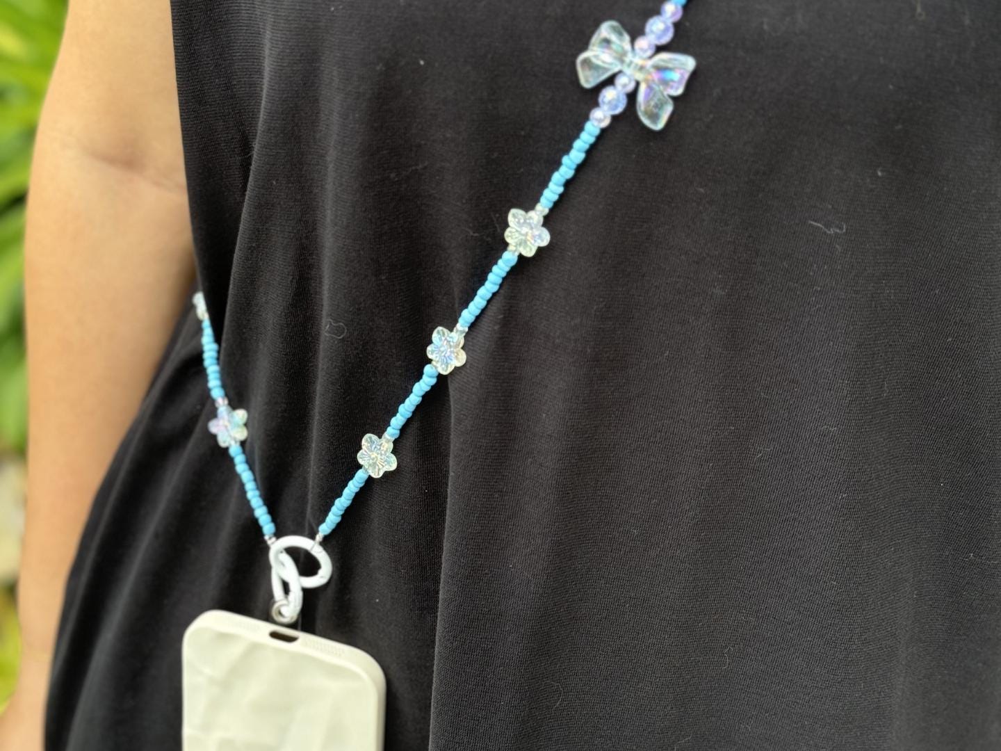 Handmade Crossbody Candy Beaded Phone Strap Light Blue.High-quality Y2K phone charm.Bridesmaid gifts.Universal fit anti-theft phone holder.