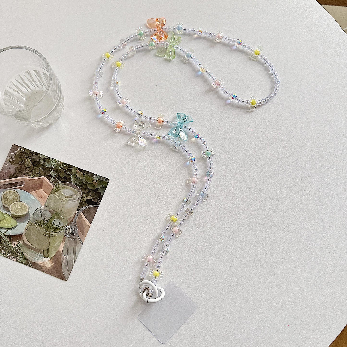 Handmade Crossbody Candy Beaded Phone Strap Crystal white.High-quality Y2K phone charm.Bridesmaid gift.Universal fit anti-theft phone holder