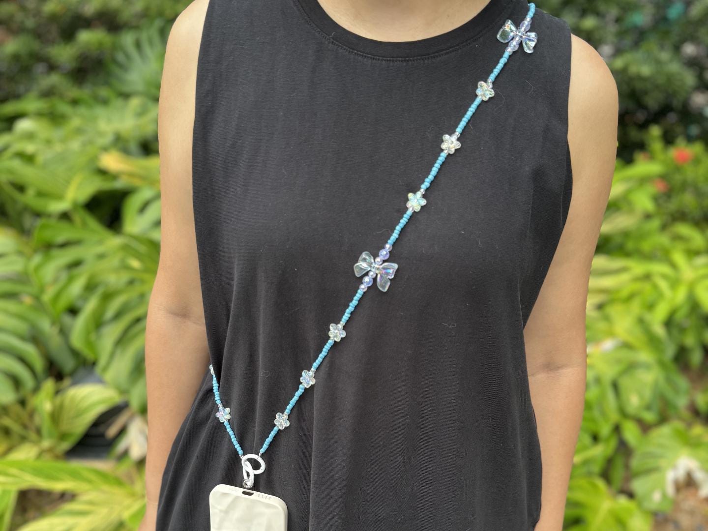Handmade Crossbody Candy Beaded Phone Strap Light Blue.High-quality Y2K phone charm.Bridesmaid gifts.Universal fit anti-theft phone holder.