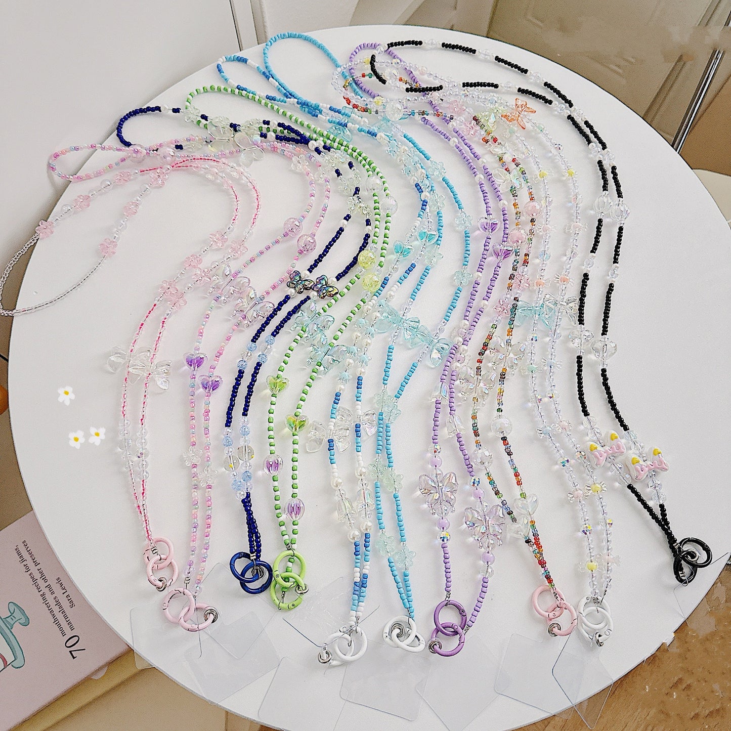 Handmade Crossbody Beaded Phone Strap.High quality iridescent phone charm purple.Bridesmaid gifts.Universal fit phone holder with FREE Tab.