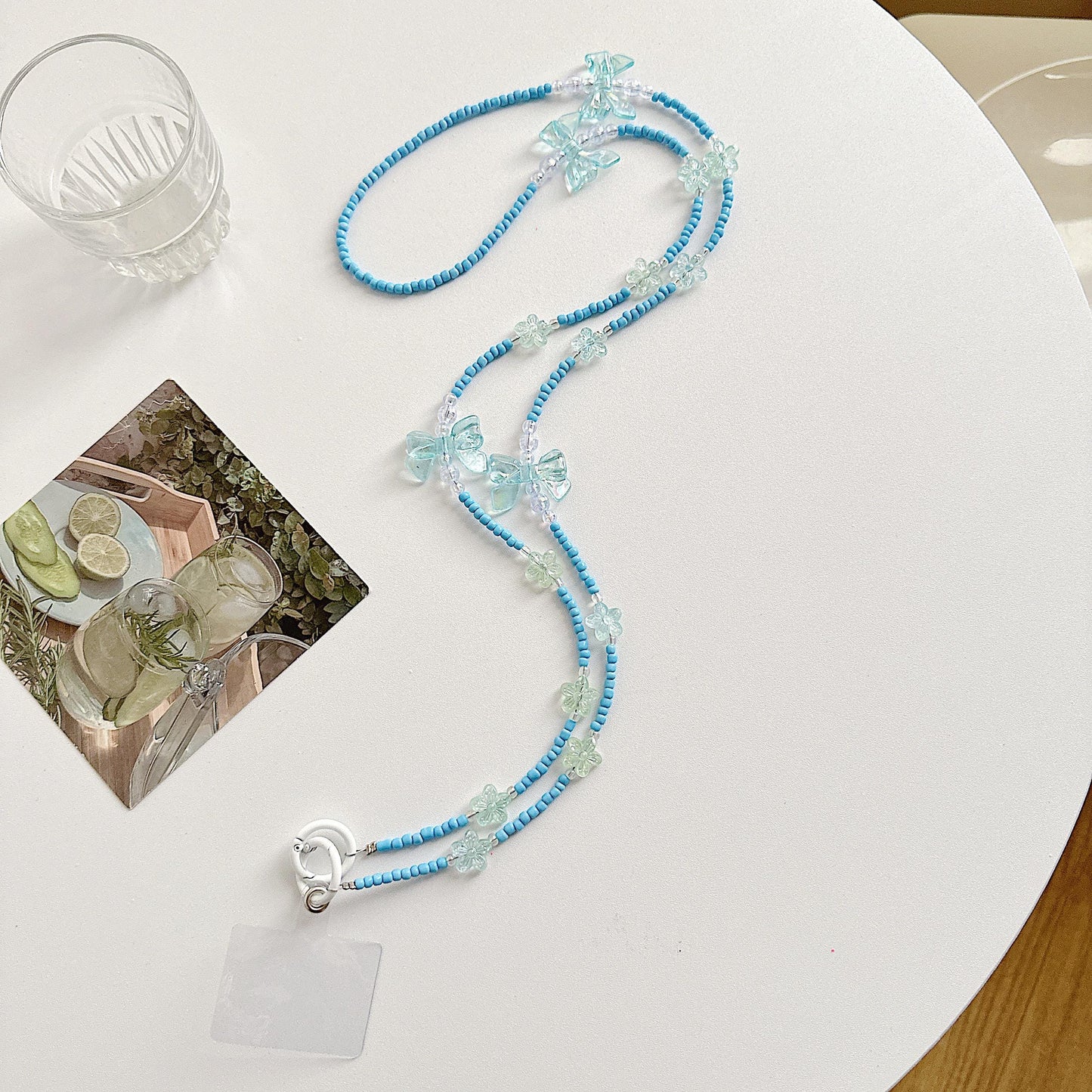 Handmade Crossbody Candy Beaded Phone Strap Light Blue.High-quality Y2K phone charm.Bridesmaid gifts.Universal fit anti-theft phone holder.