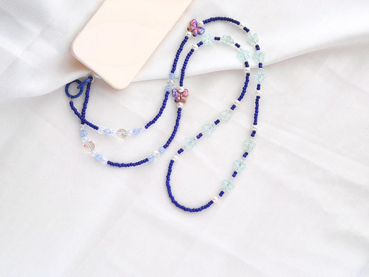 Handmade Crossbody Candy Beaded Phone Strap Dark Blue.High-quality Y2K phone charm.Bridesmaid gifts.Universal fit anti-theft phone holder.