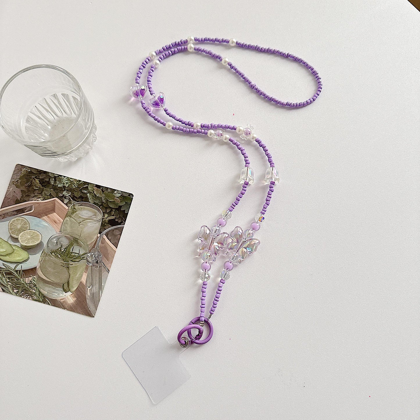 Handmade Crossbody Beaded Phone Strap.High quality iridescent phone charm purple.Bridesmaid gifts.Universal fit phone holder with FREE Tab.