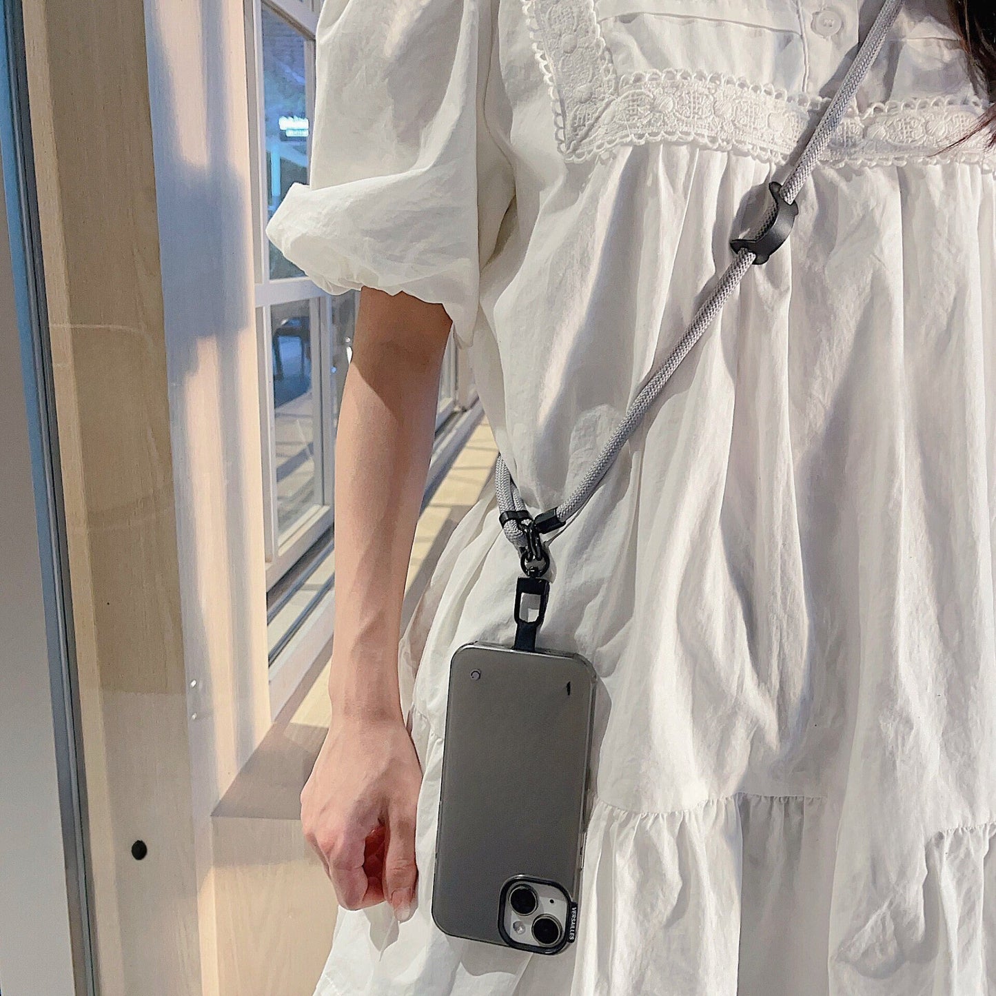 Universal Cross-Body Phone Lanyard Phone Strap Black Series: Adjustable, Secure, and Stylish with Patch - Perfect Fit for All Phone Models