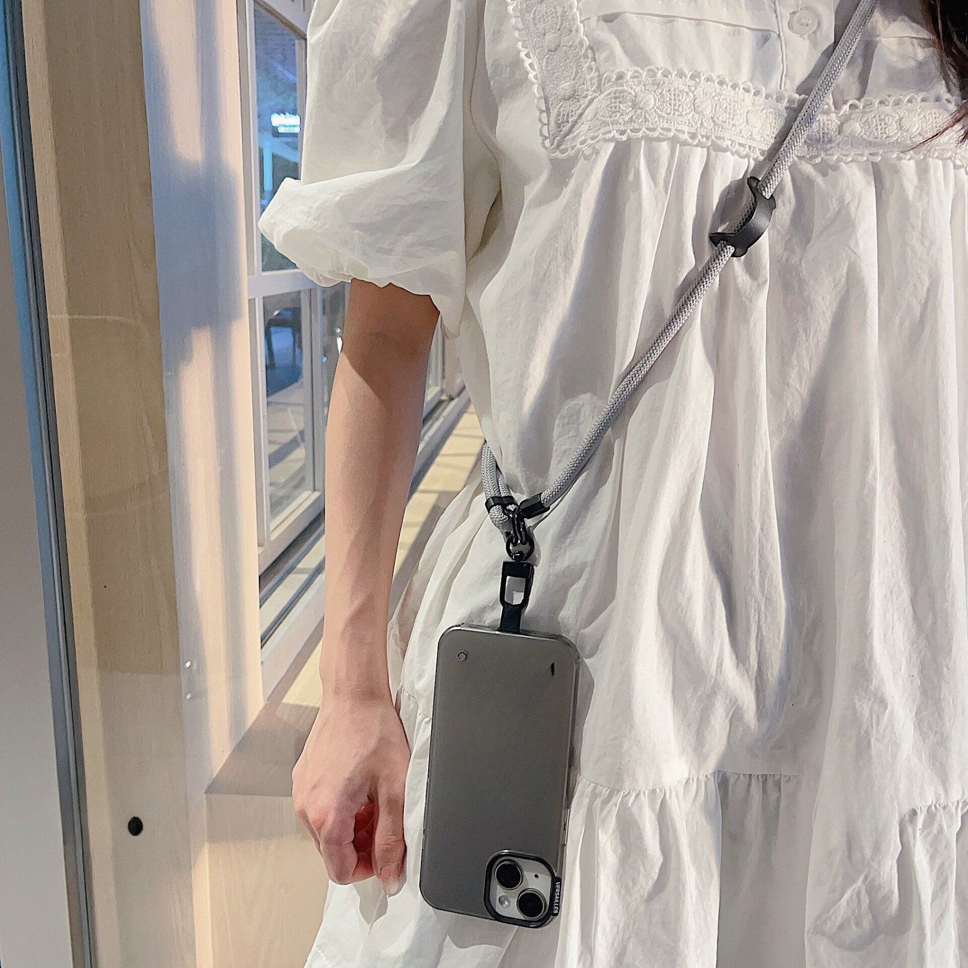 Universal Cross-Body Phone Lanyard Phone Strap Black Series: Adjustable, Secure, and Stylish with Patch - Perfect Fit for All Phone Models