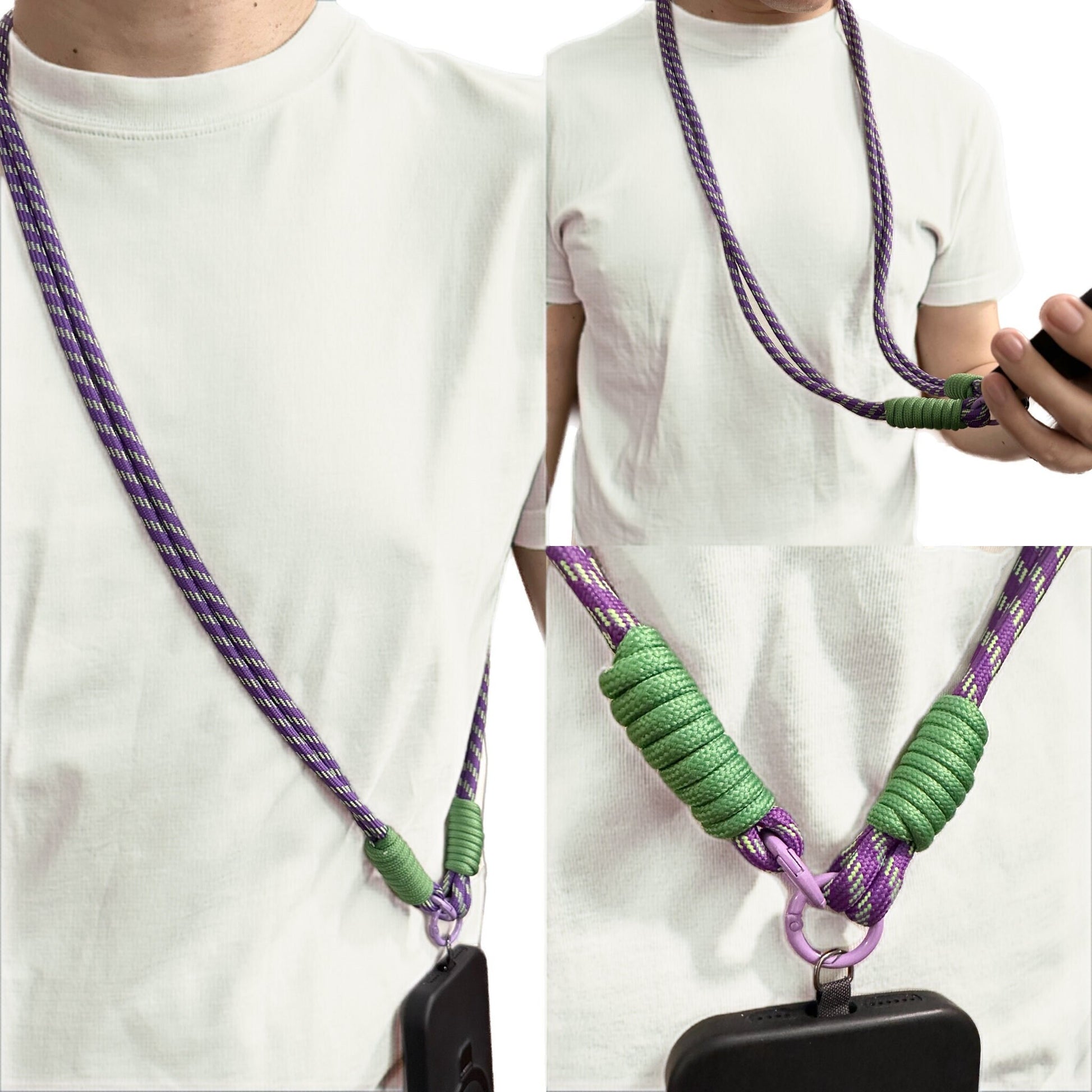 Crossbody Rope Phone Strap.Colorful Phone Lanyard.Handmade bridesmaid gift.Hand-free universal fit Durable Climbing Rope Design.Gift for her
