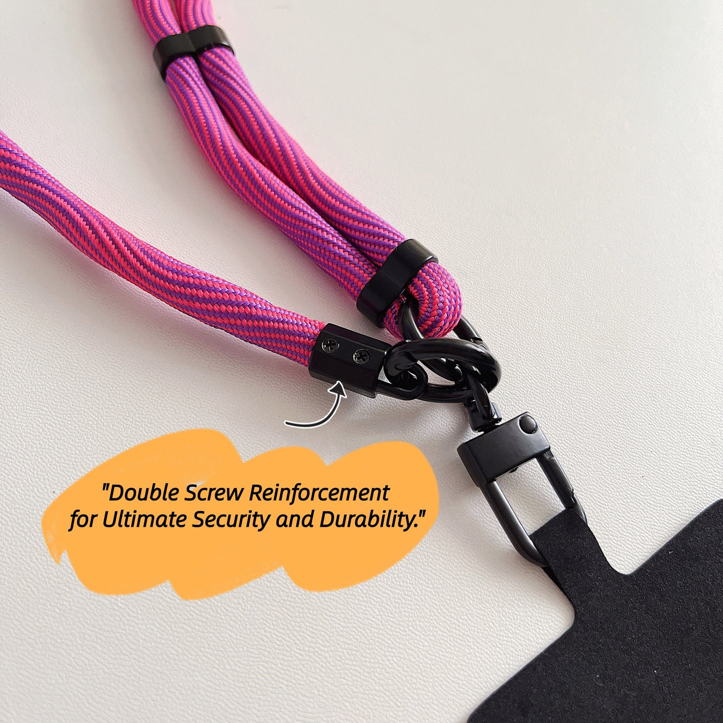 Universal Cross-Body Phone Lanyard Phone Strap Black Series: Adjustable, Secure, and Stylish with Patch - Perfect Fit for All Phone Models