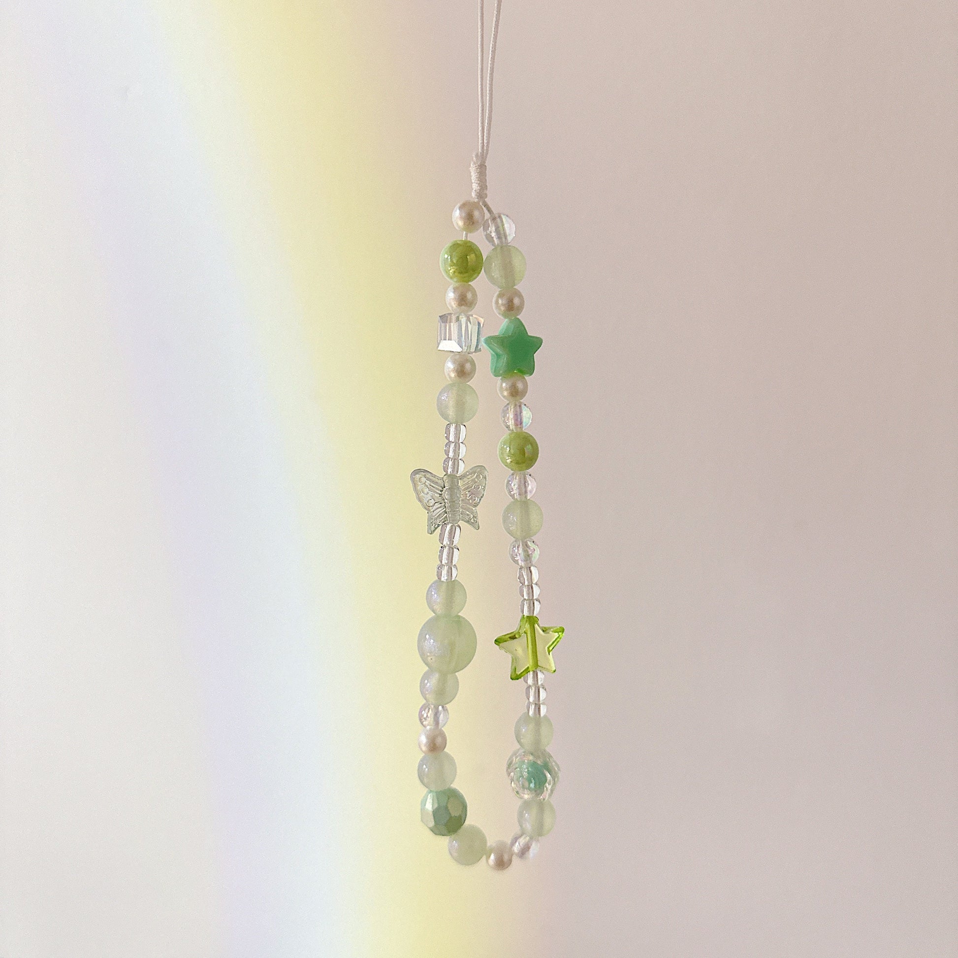 Cute Butterfly Beaded Phone Charm Green.Star Beaded Phone Keychain.Phone String.Phone wristlet.Y2K charm.Camera Charm.Bag Charm.Gift for her