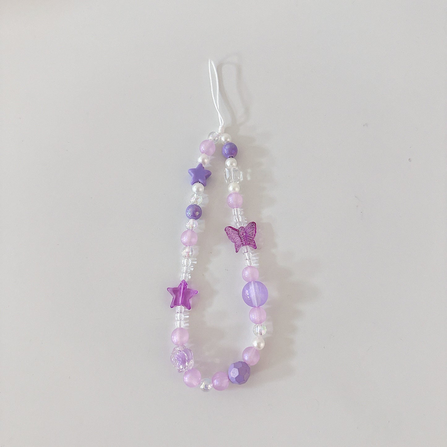 Cute Butterfly Beaded Phone Charm Purple.Star Bead Phone Keychain.Phone String.Phone wristlet.Y2K charm.Camera Charm.Bag Charm.Gift for her.