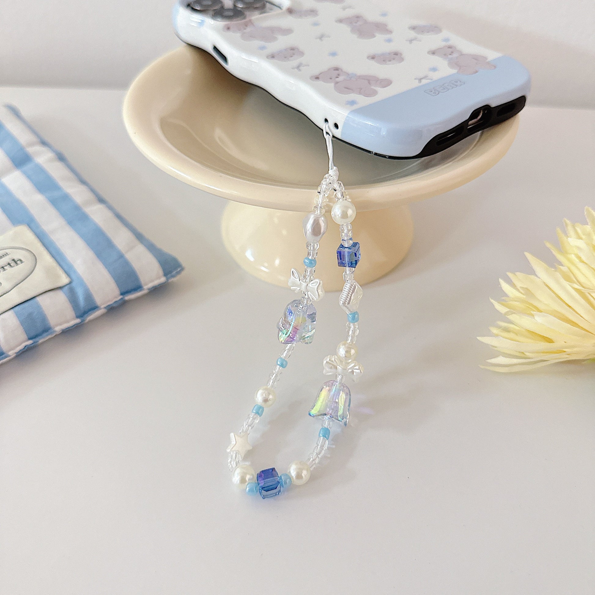 Cute Beaded Phone Charm Blue in many designs:bridesmaid gifts.Phone Keychain. Camera Charm.Wrist Strap.Y2K charm.Phone wristlet.Bag Strap.