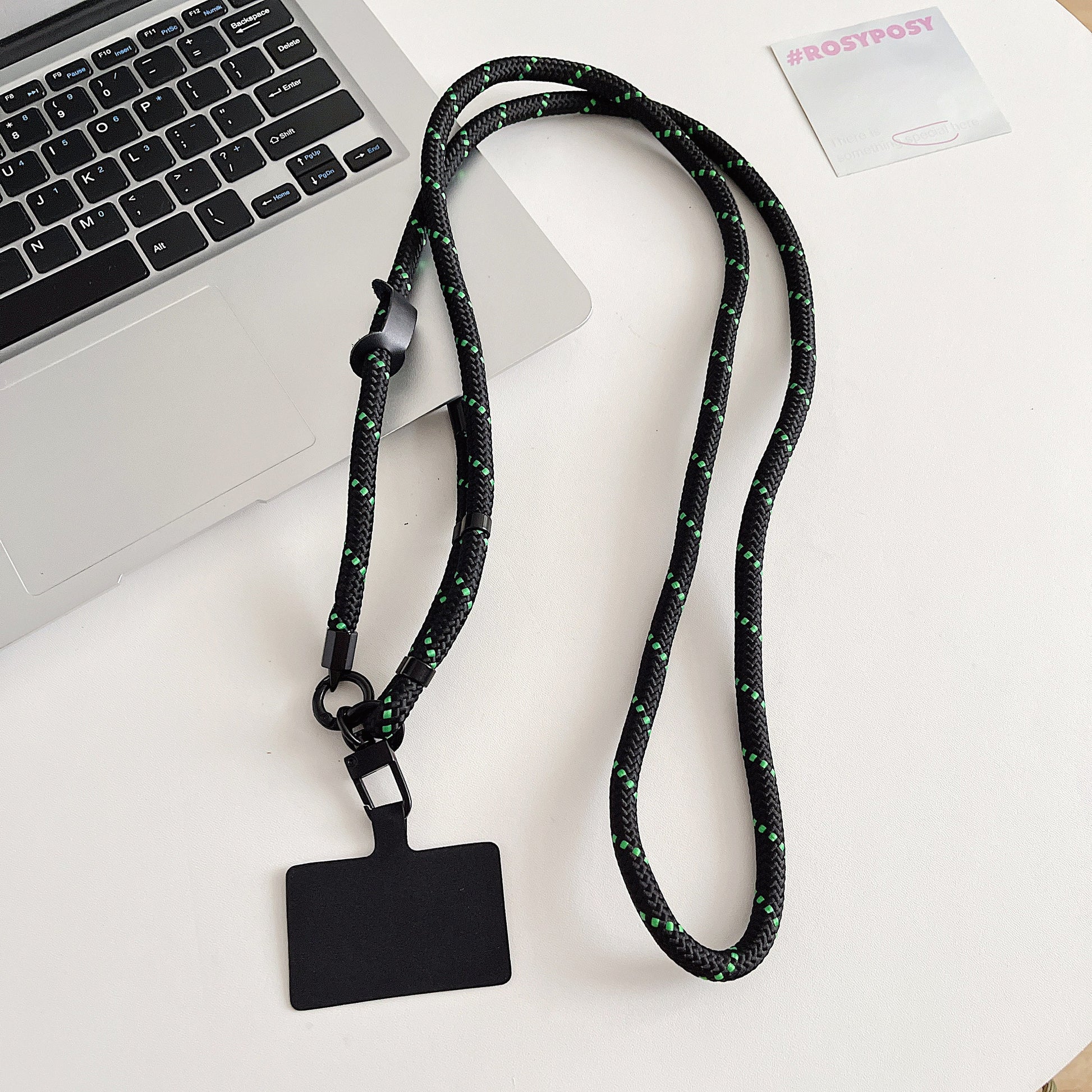 Universal Cross-Body Phone Lanyard Phone Strap Black Series: Adjustable, Secure, and Stylish with Patch - Perfect Fit for All Phone Models
