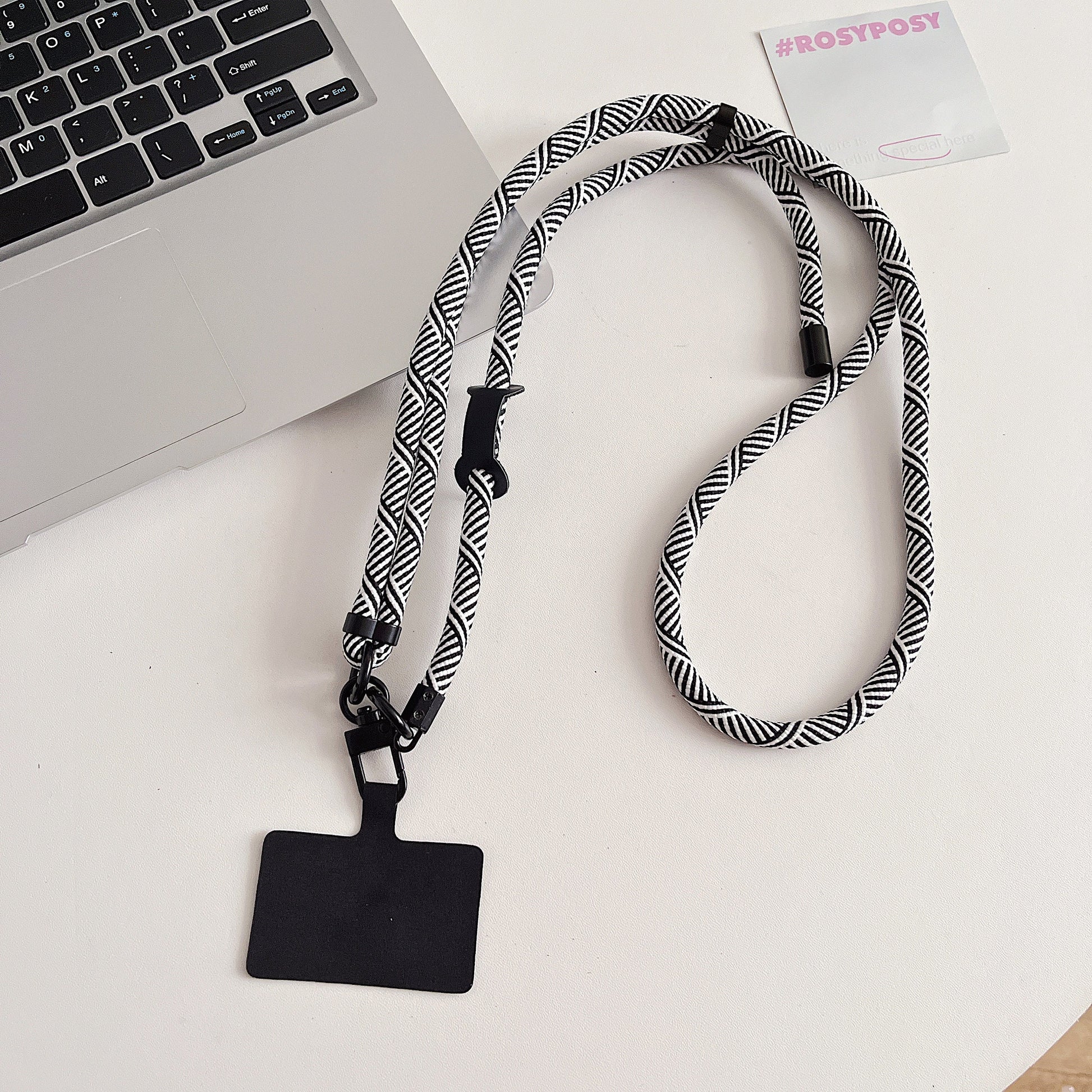 Universal Cross-Body Phone Lanyard Phone Strap Black Series: Adjustable, Secure, and Stylish with Patch - Perfect Fit for All Phone Models