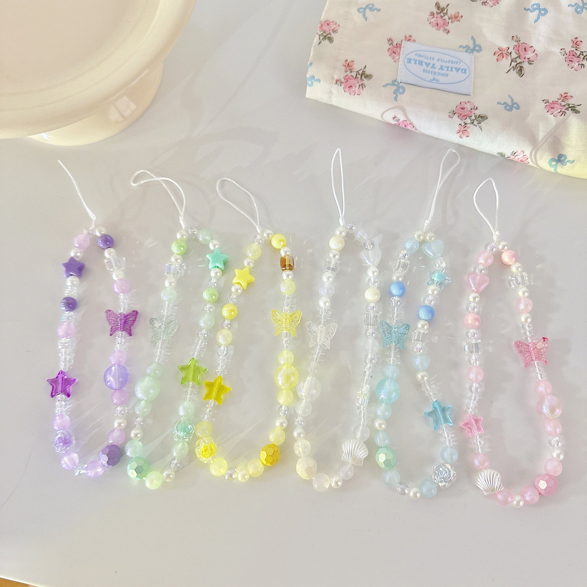 Cute Butterfly Beaded Phone Charm Blue.Star Beaded Phone Keychain.Phone String.Phone wristlet.Y2K charm.Camera Charm.Bag Charm.Gift for her