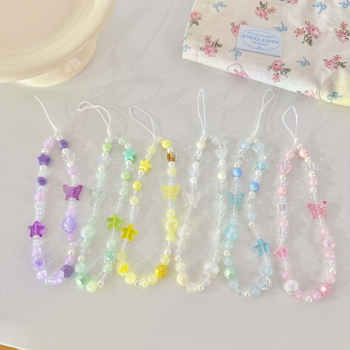 Cute Butterfly Beaded Phone Charm Green.Star Beaded Phone Keychain.Phone String.Phone wristlet.Y2K charm.Camera Charm.Bag Charm.Gift for her