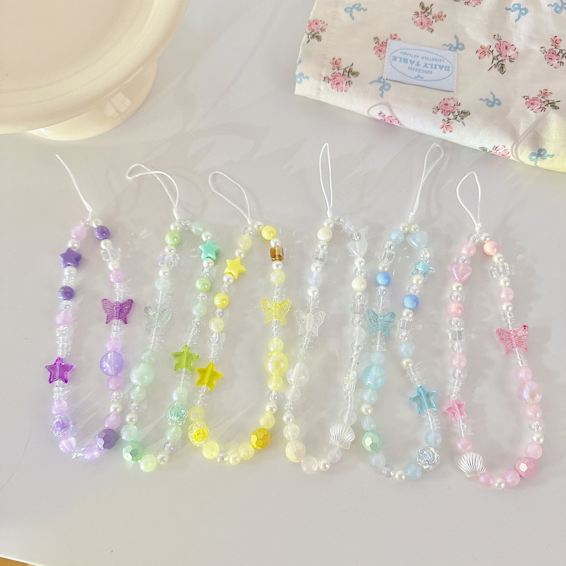 Cute Butterfly Beaded Phone Charm Purple.Star Bead Phone Keychain.Phone String.Phone wristlet.Y2K charm.Camera Charm.Bag Charm.Gift for her.