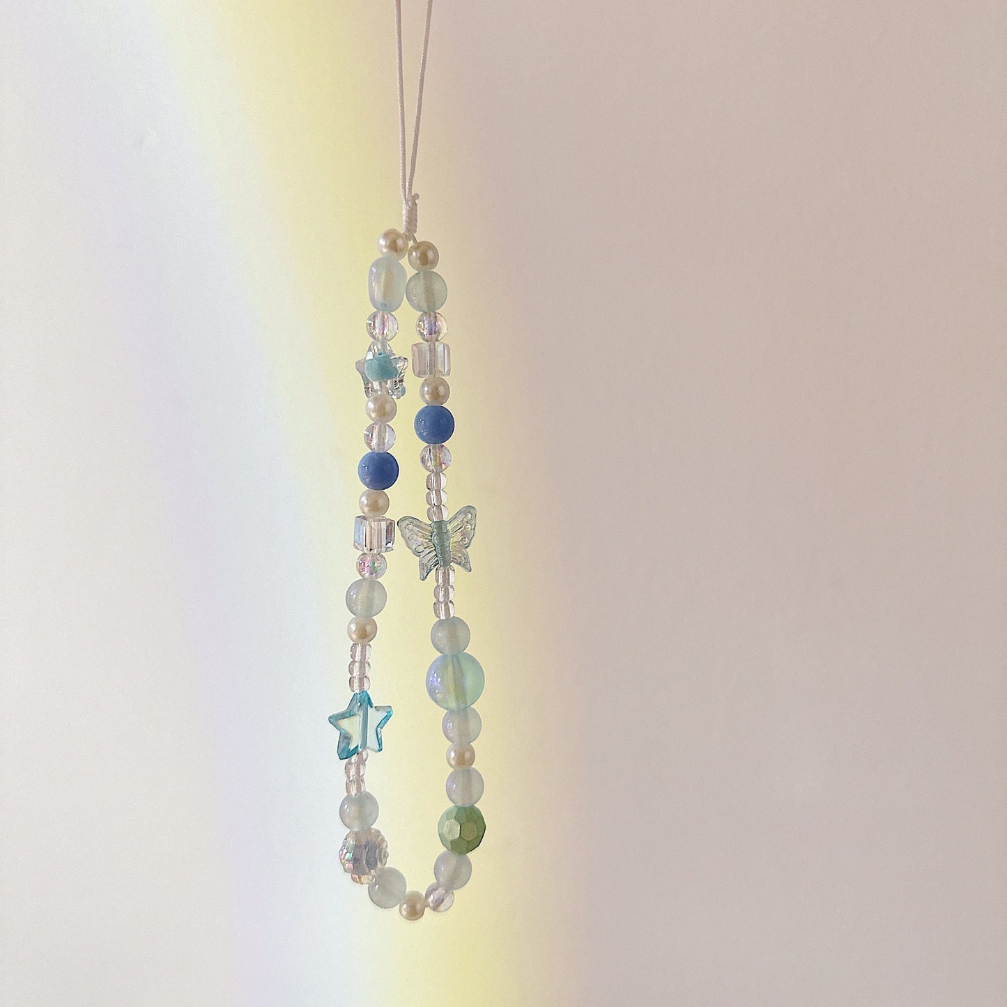 Cute Butterfly Beaded Phone Charm Blue.Star Beaded Phone Keychain.Phone String.Phone wristlet.Y2K charm.Camera Charm.Bag Charm.Gift for her