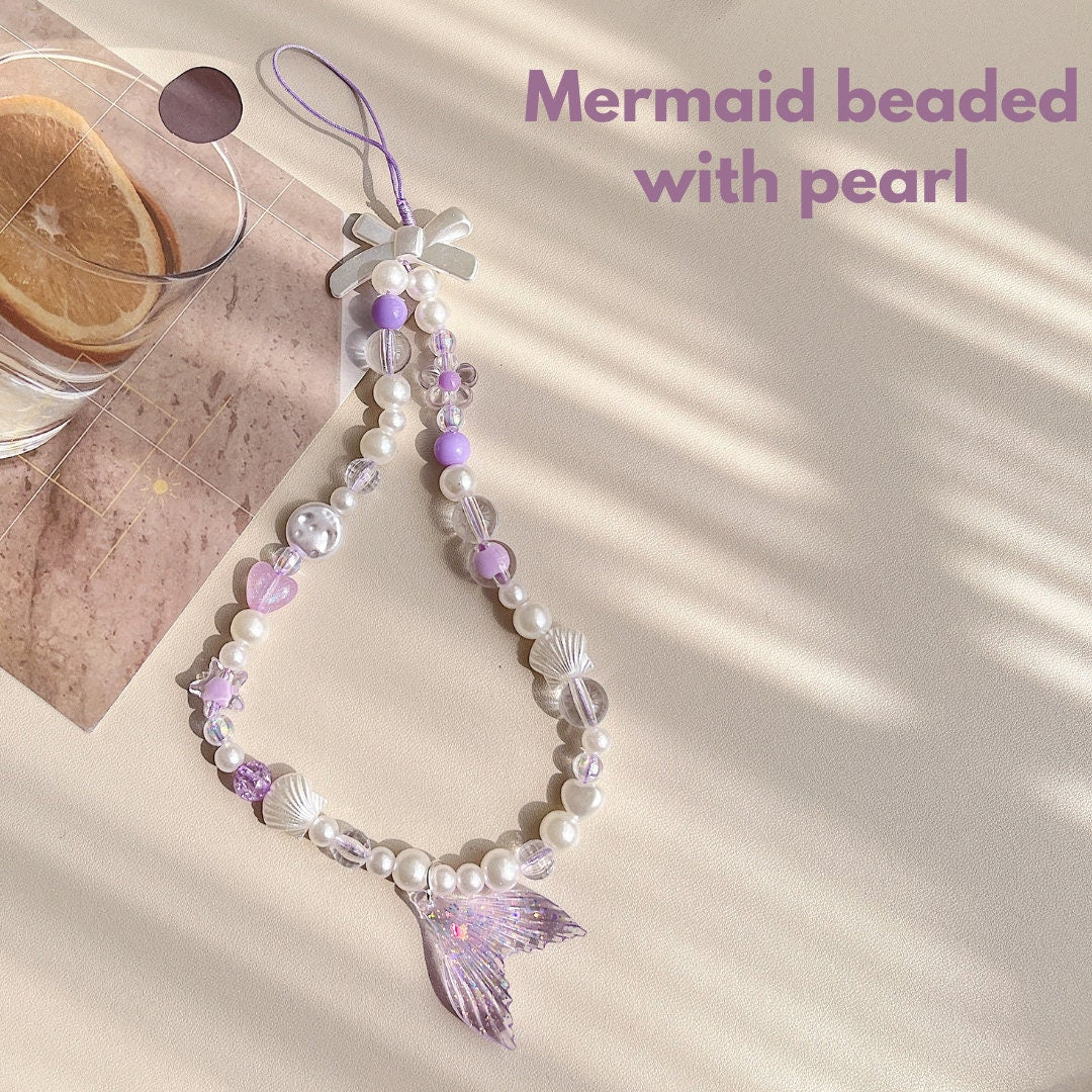 Cute Beaded Phone Charm Purple in many designs.bridesmaid gifts.Phone Keychain.Camera Charm.Wrist Strap.Y2K charm.Phone wristlet.Bag Strap.
