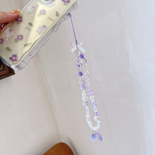 Cute Beaded Phone Charm Purple in many designs.bridesmaid gifts.Phone Keychain.Camera Charm.Wrist Strap.Y2K charm.Phone wristlet.Bag Strap.