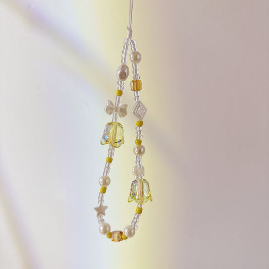 Cute Beaded Phone Charm Yellow series.Star Bead Phone Keychain.Phone String.Phone wristlet.Y2K charm.Camera Charm.Bag Charm.gift for her.