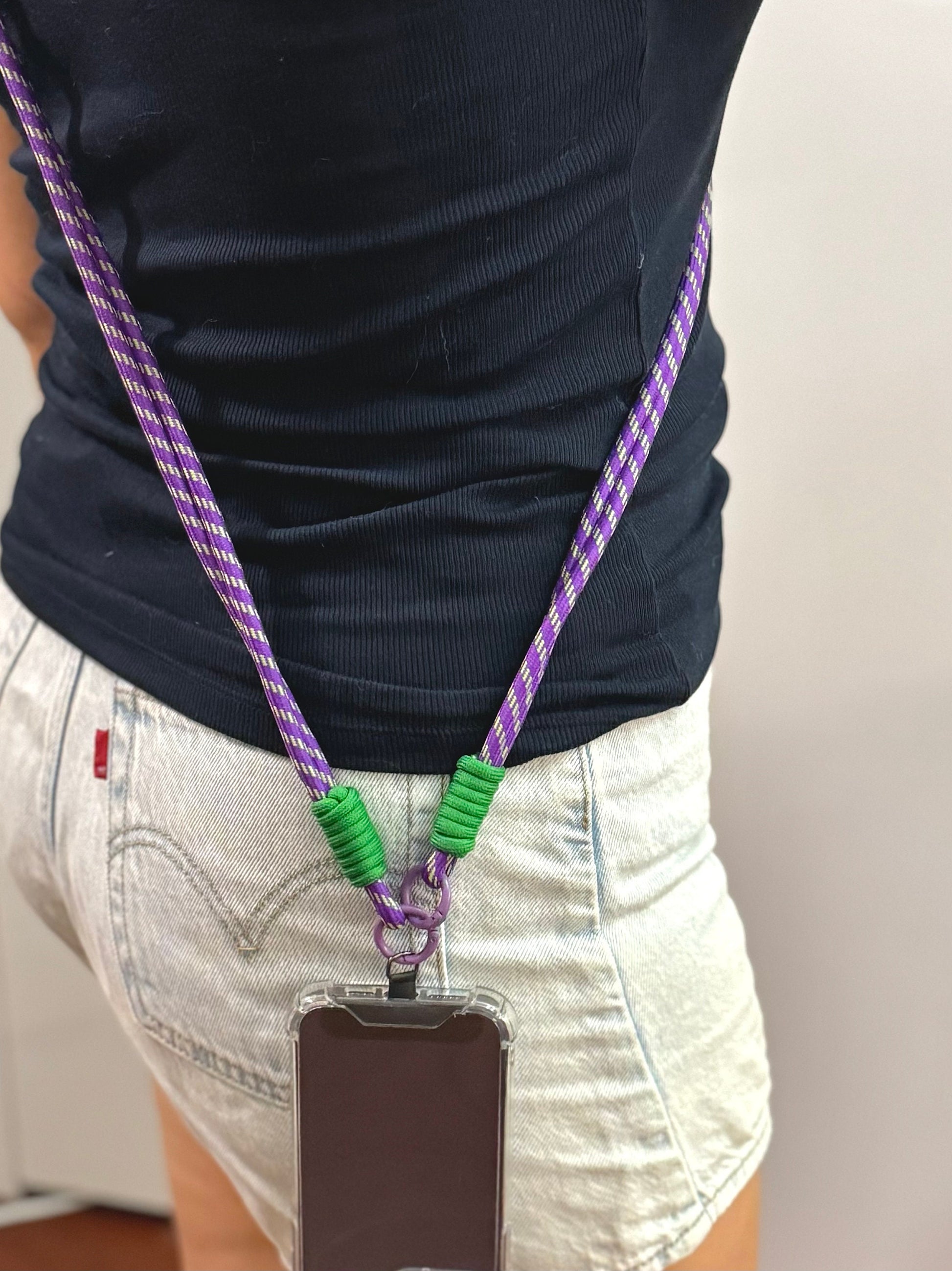 Crossbody Rope Phone Strap.Colorful Phone Lanyard.Handmade bridesmaid gift.Hand-free universal fit Durable Climbing Rope Design.Gift for her