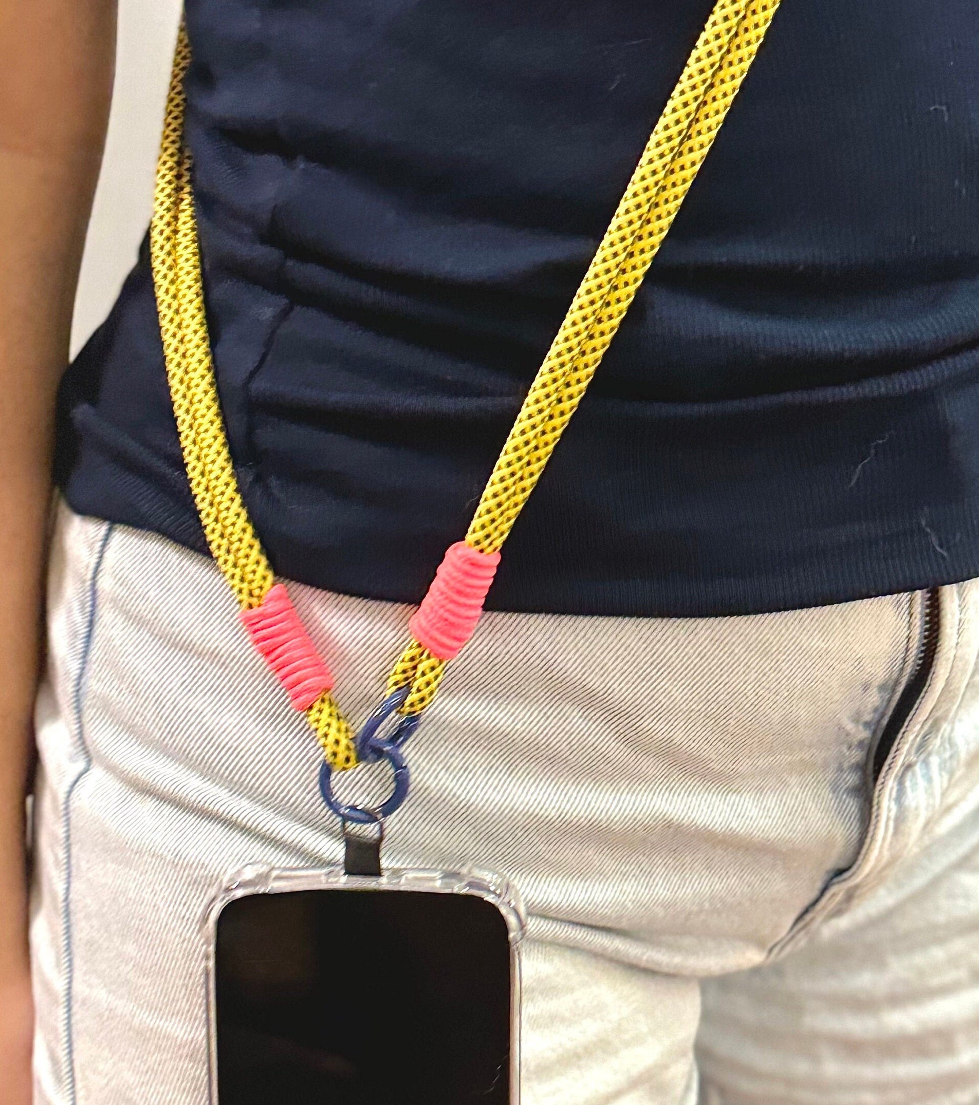 Crossbody Phone lanyard yellow.Travel Phone Strap.Bridesmaid gift.Handmade Dual-strand Phone lanyard.Hand Free.Anti-theft strap.Phone Tether