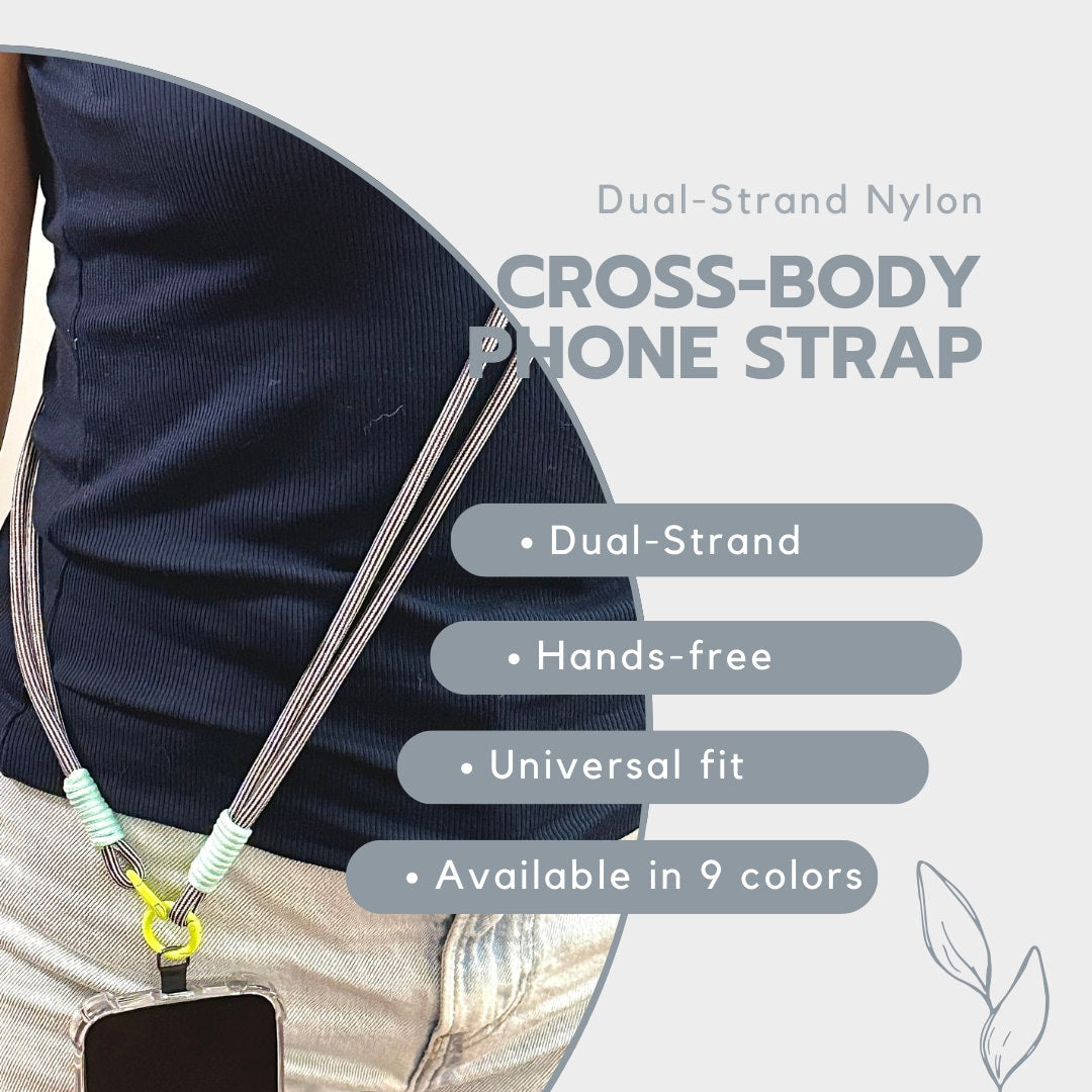 Crossbody Rope Phone strap in 9 colors.Gift for everyone.Handmade Dual-strand Phone lanyard.Hand Free,Anti-theft travel strap.Phone Tether.