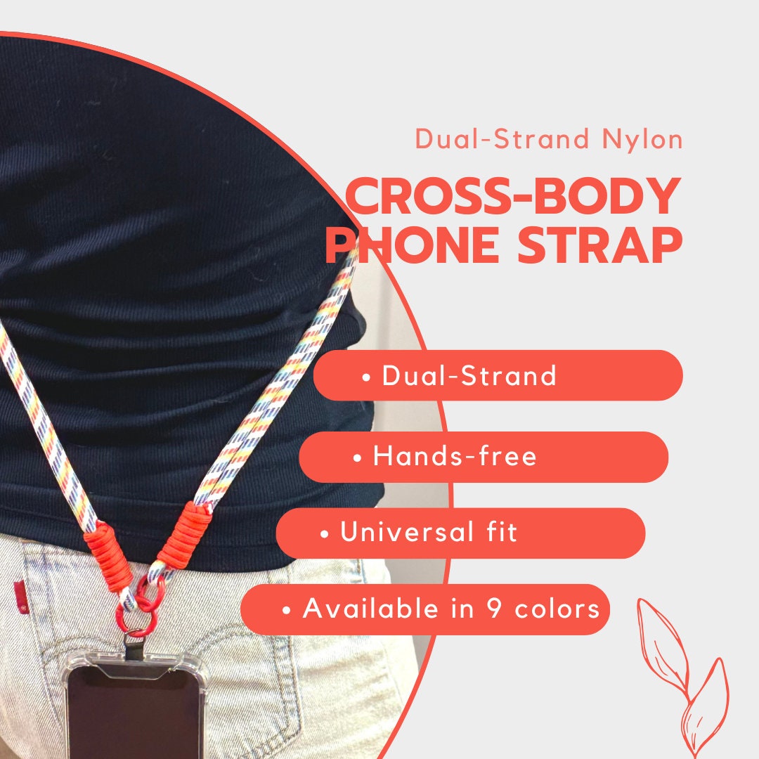 Crossbody Rope Phone strap in 9 colors.Gift for everyone.Handmade Dual-strand Phone lanyard.Hand Free,Anti-theft travel strap.Phone Tether.