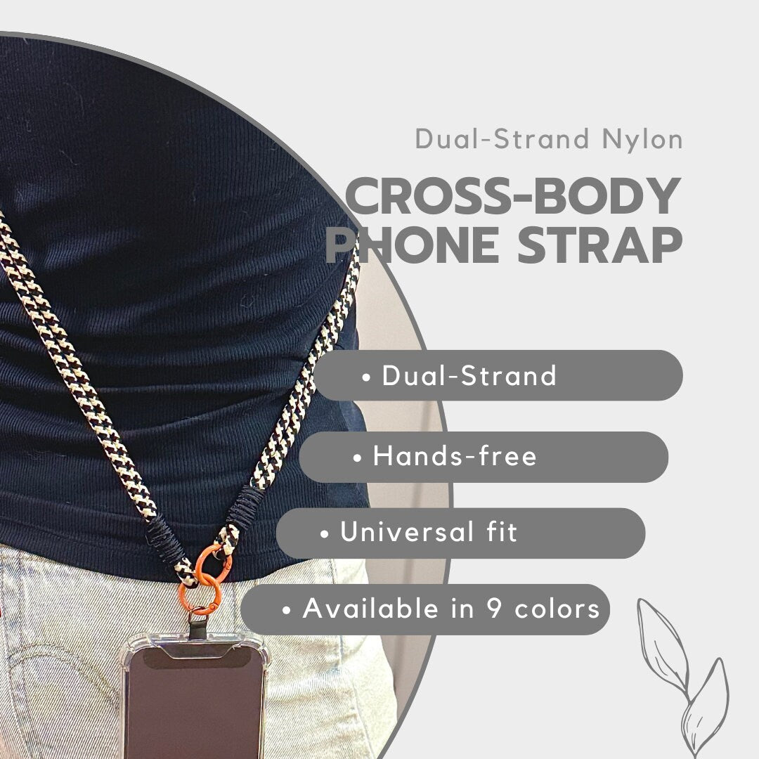 Crossbody Rope Phone strap in 9 colors.Gift for everyone.Handmade Dual-strand Phone lanyard.Hand Free,Anti-theft travel strap.Phone Tether.