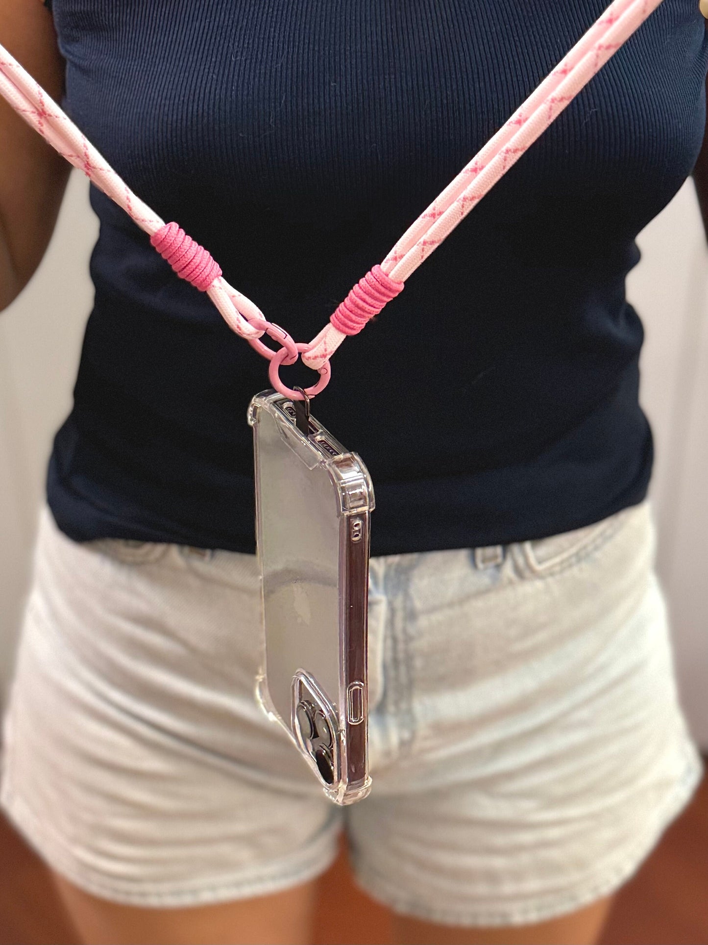 Crossbody Dual-strand Phone lanyard Pink.Bridesmaid gifts.Phone Strap.Handmade shoulder strap.Universal fit.Anti-theft strap.Phone Tether.