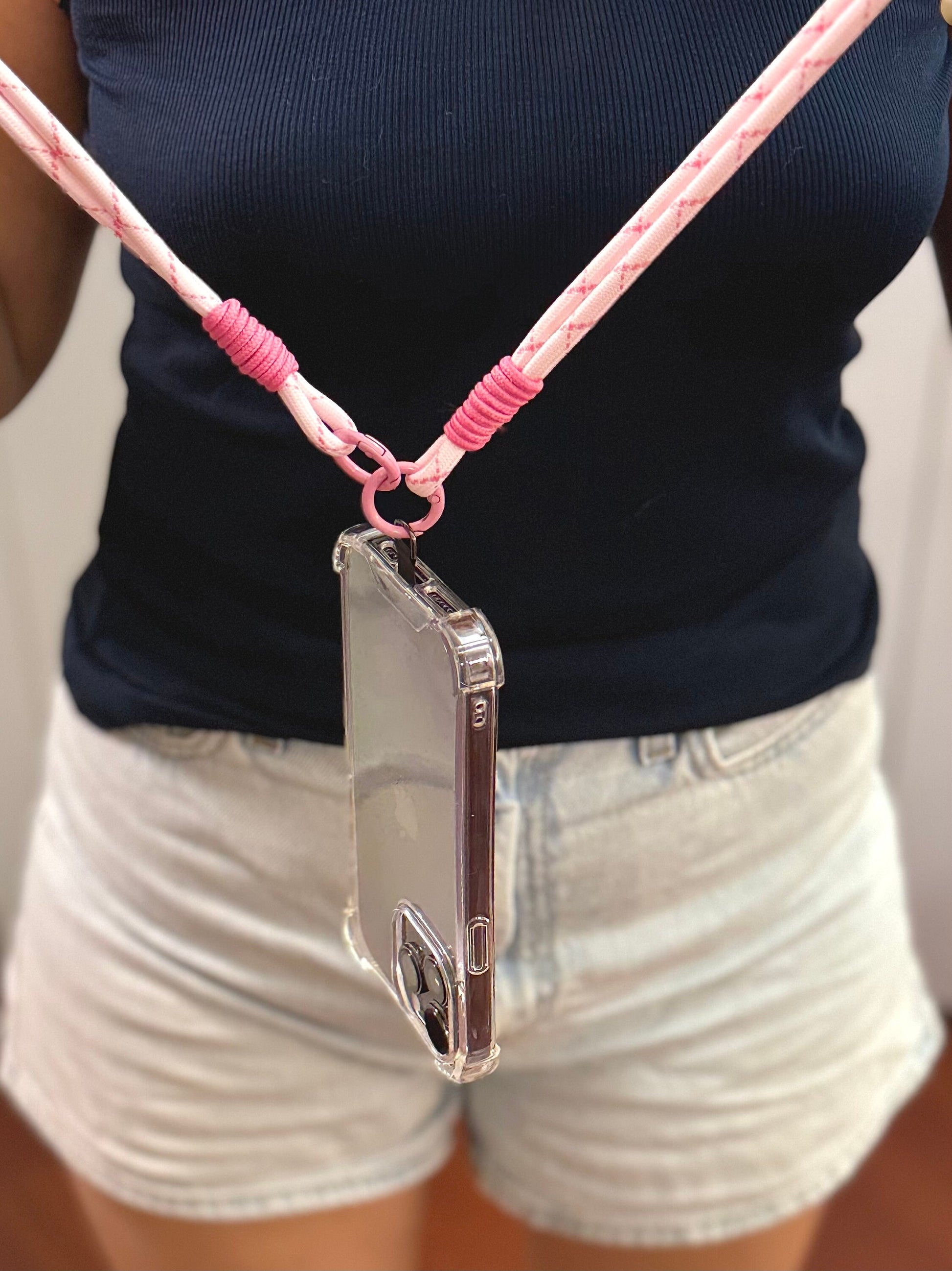 Crossbody Dual-strand Phone lanyard Pink.Bridesmaid gifts.Phone Strap.Handmade shoulder strap.Universal fit.Anti-theft strap.Phone Tether.