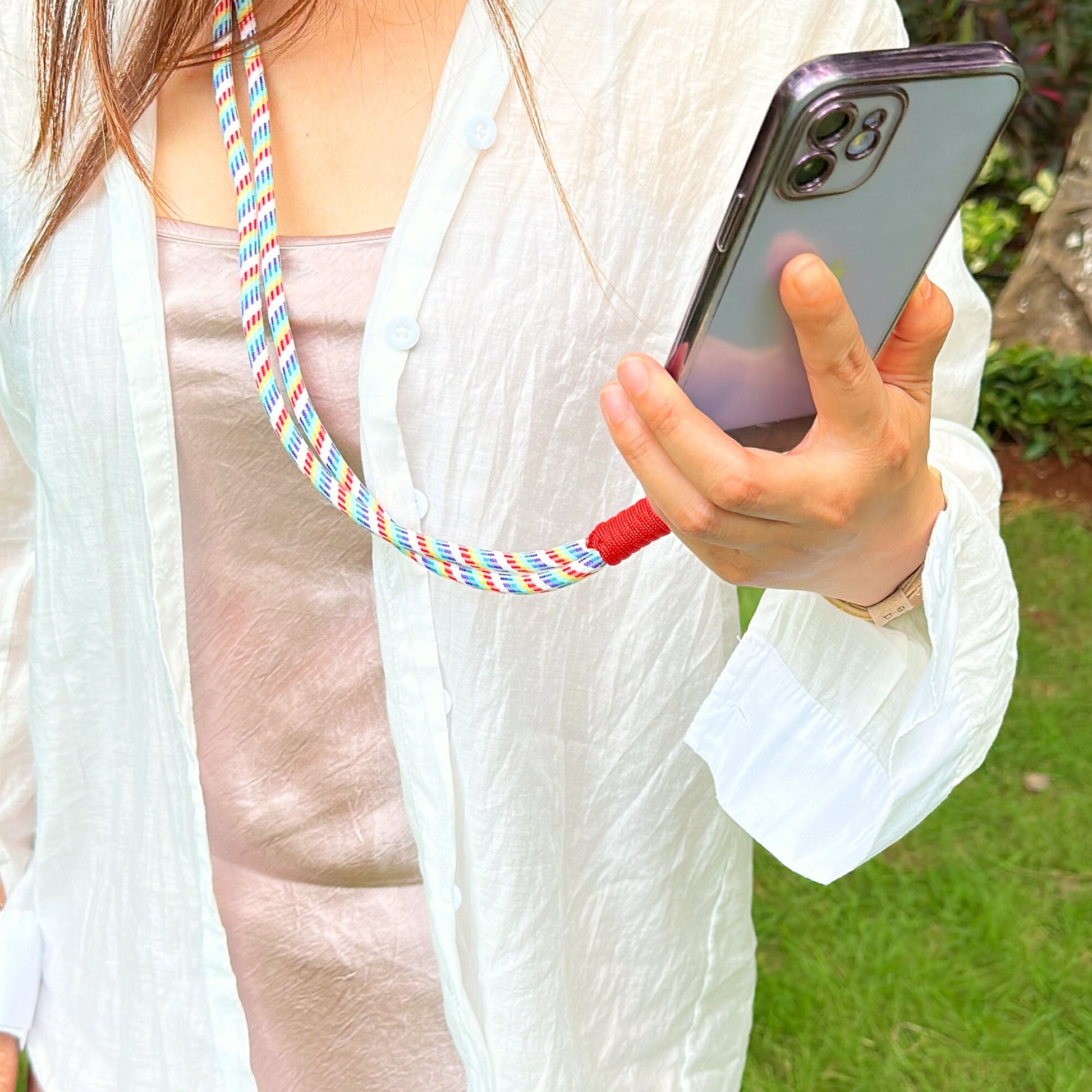 Rainbow crossbody Dual-strand Phone lanyard.Bridesmaid gift.Phone Strap.Handmade shoulder strap.Universal fit.Anti-theft strap.Phone Tether.