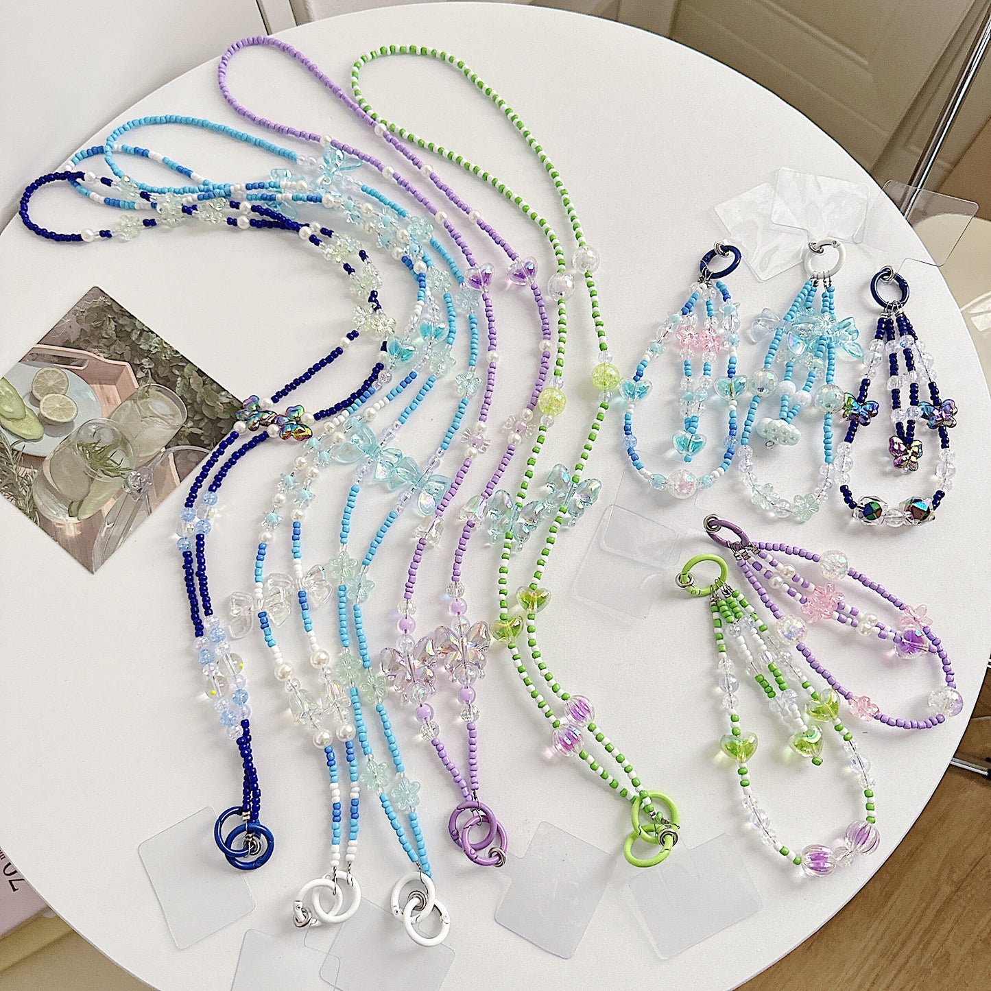 Handmade Crossbody Beaded Phone Straps.Bridesmaid gifts.Phone lanyard.Phone Charm set in 9 colors.Beaded Phone Wristlet.Keychain charm.