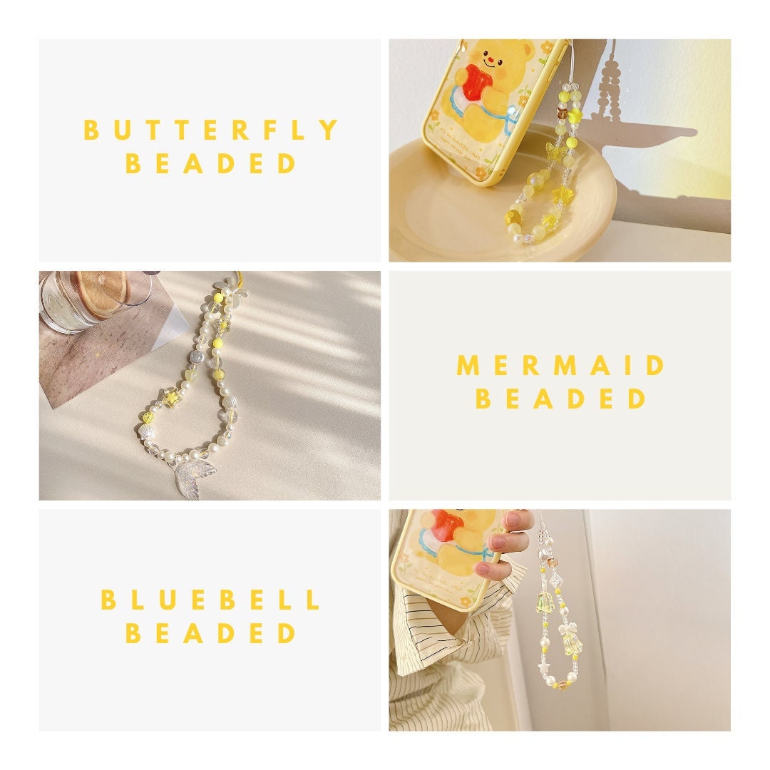 Cute Beaded Phone Charm Yellow series.Star Bead Phone Keychain.Phone String.Phone wristlet.Y2K charm.Camera Charm.Bag Charm.gift for her.