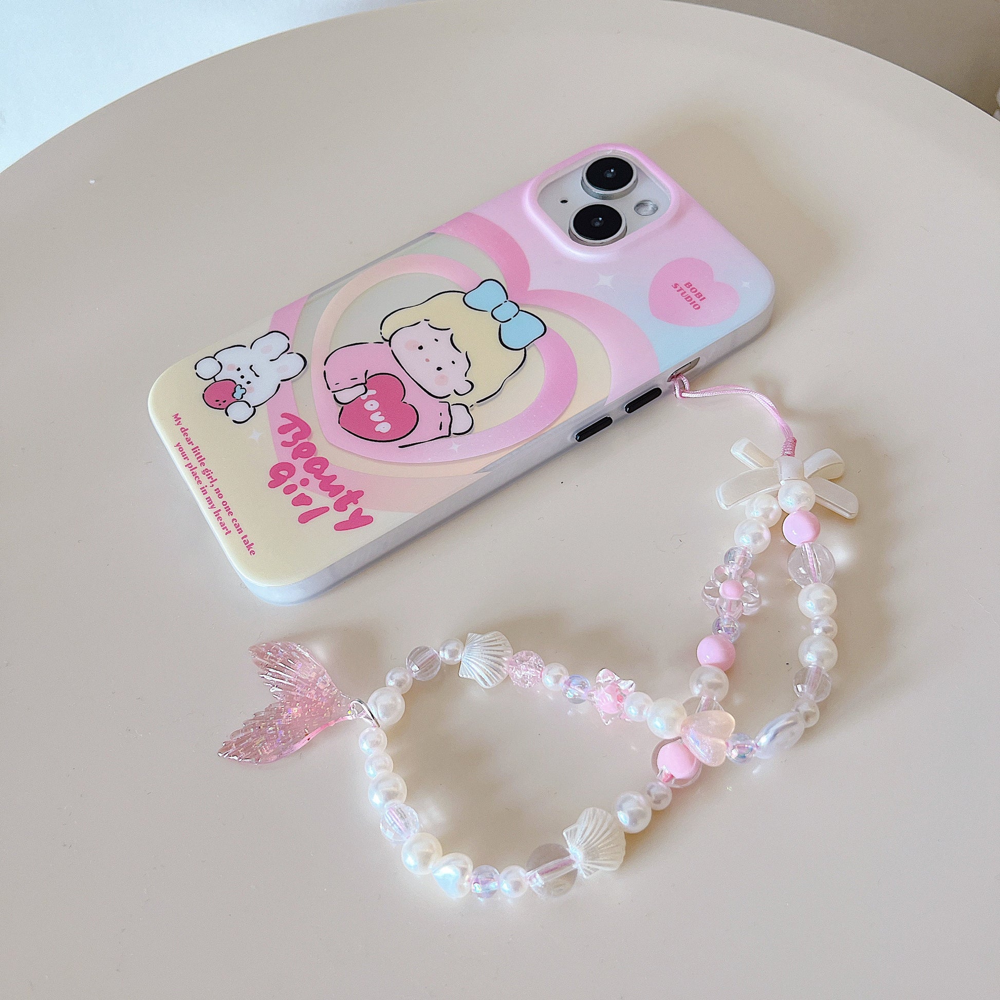 Cute Beaded Phone Charm Pink wristlet.bridesmaid gifts.Phone Keychain.Phone Wrist Strap.Camera Charm.Y2K charm.Bag Charm.Phone Tether.Gifts.