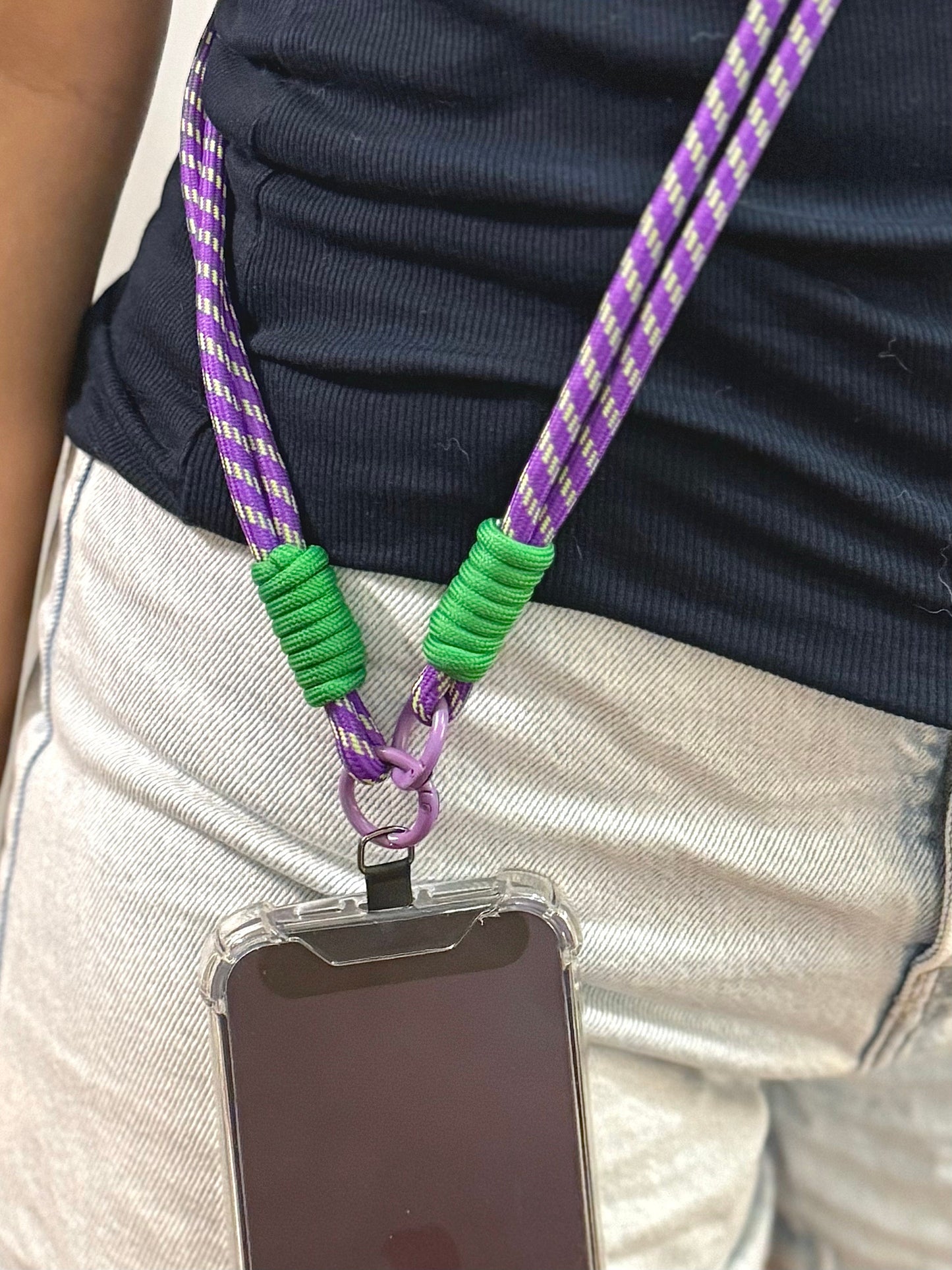Crossbody Rope Phone Strap.Colorful Phone Lanyard.Handmade bridesmaid gift.Hand-free universal fit Durable Climbing Rope Design.Gift for her