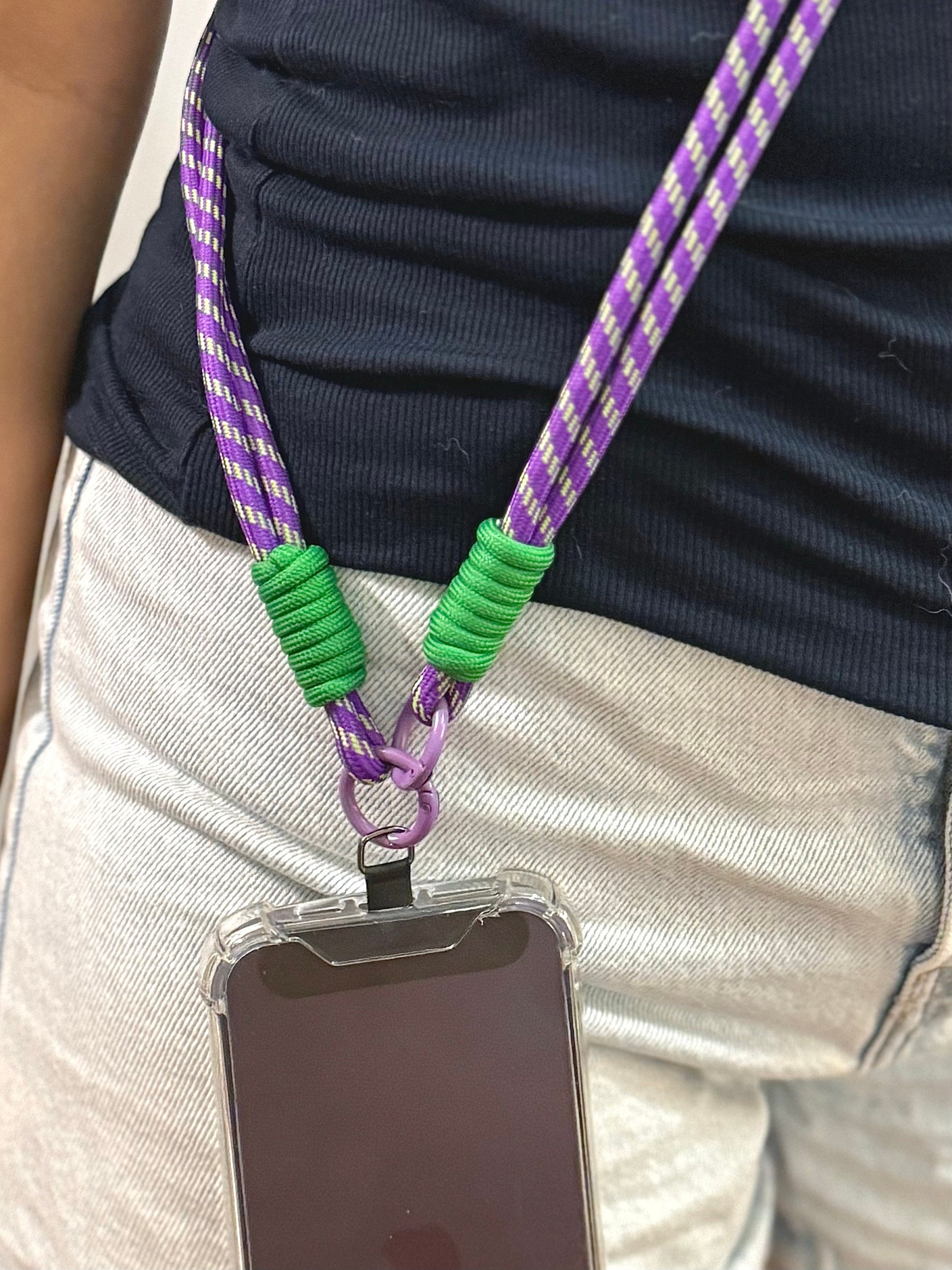 Crossbody Rope Phone Strap.Colorful Phone Lanyard.Handmade bridesmaid gift.Hand-free universal fit Durable Climbing Rope Design.Gift for her