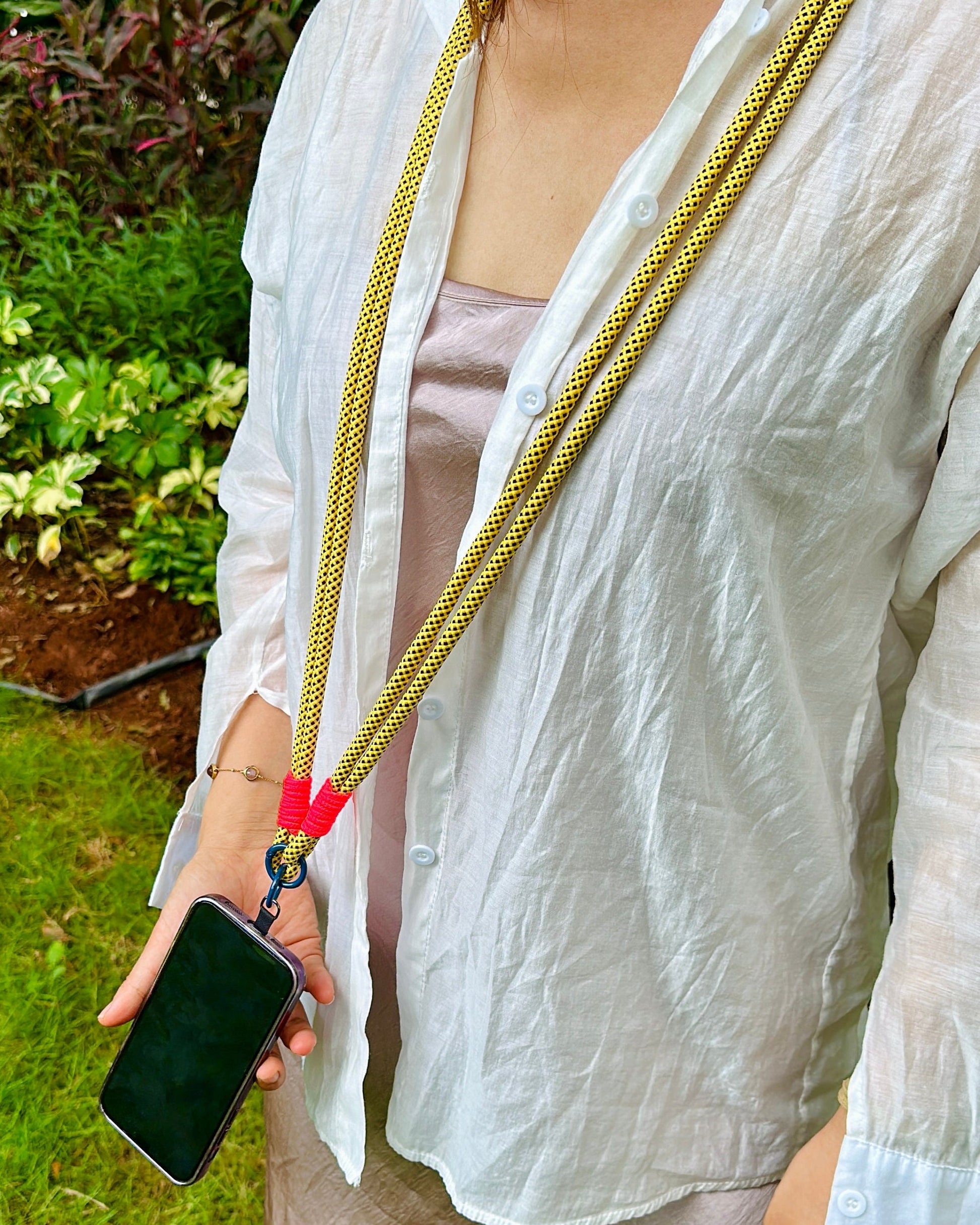 Crossbody Phone lanyard yellow.Travel Phone Strap.Bridesmaid gift.Handmade Dual-strand Phone lanyard.Hand Free.Anti-theft strap.Phone Tether