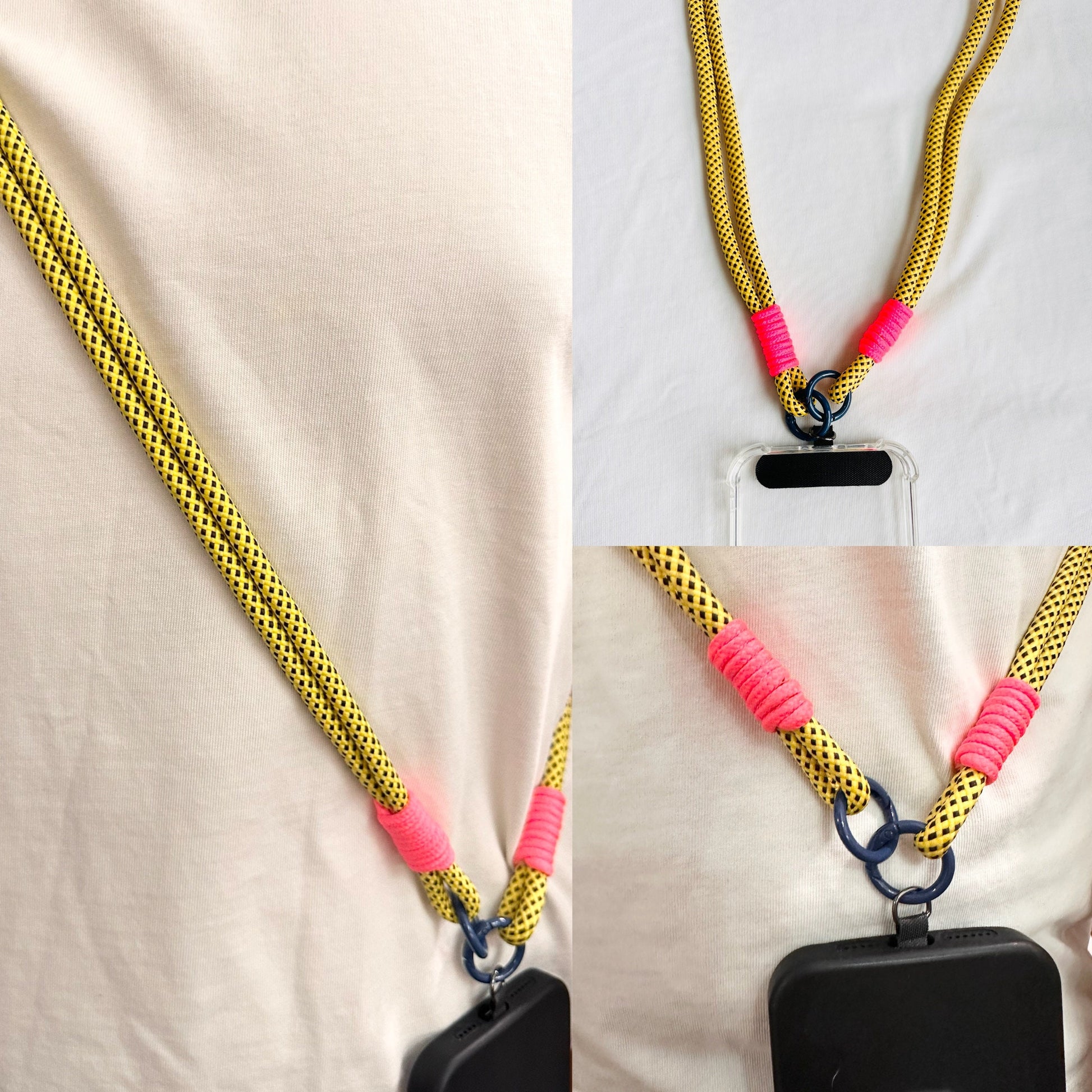 Crossbody Phone lanyard yellow.Travel Phone Strap.Bridesmaid gift.Handmade Dual-strand Phone lanyard.Hand Free.Anti-theft strap.Phone Tether