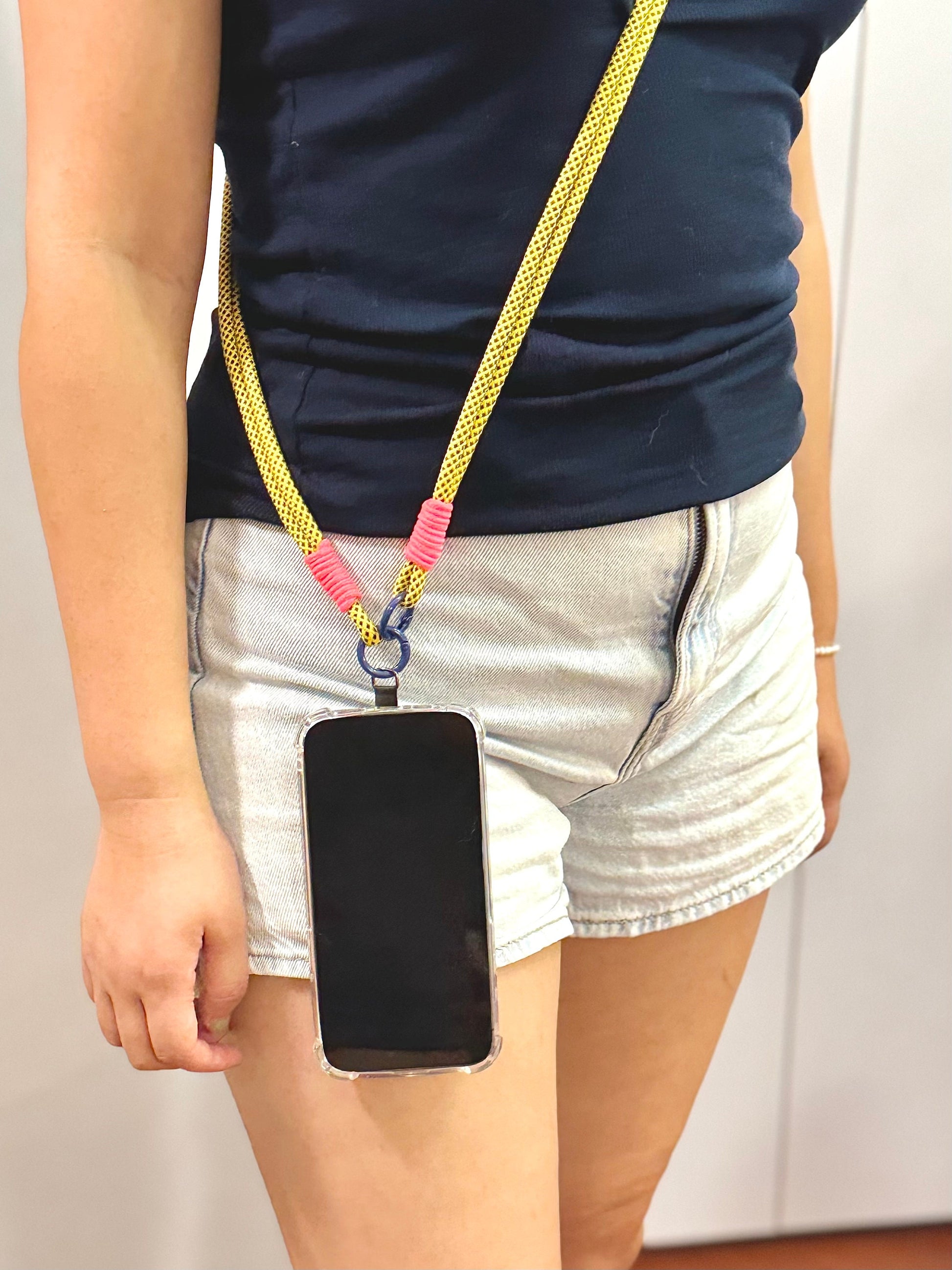 Crossbody Phone lanyard yellow.Travel Phone Strap.Bridesmaid gift.Handmade Dual-strand Phone lanyard.Hand Free.Anti-theft strap.Phone Tether