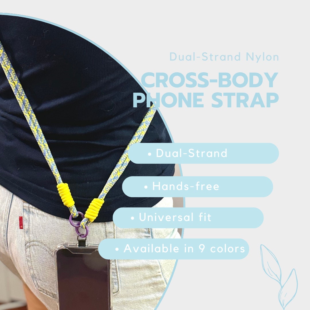 Crossbody Rope Phone strap in 9 colors.Gift for everyone.Handmade Dual-strand Phone lanyard.Hand Free,Anti-theft travel strap.Phone Tether.