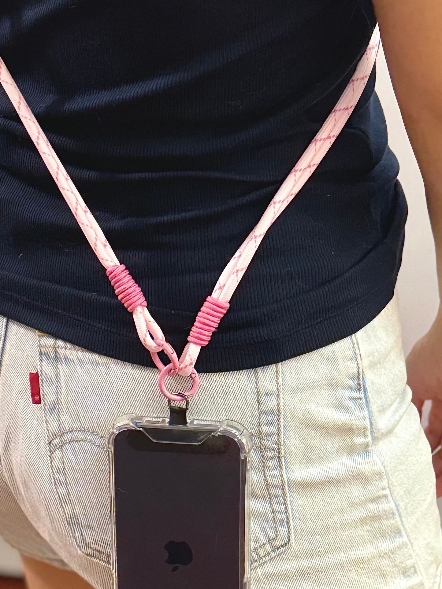 Crossbody Dual-strand Phone lanyard Pink.Bridesmaid gifts.Phone Strap.Handmade shoulder strap.Universal fit.Anti-theft strap.Phone Tether.