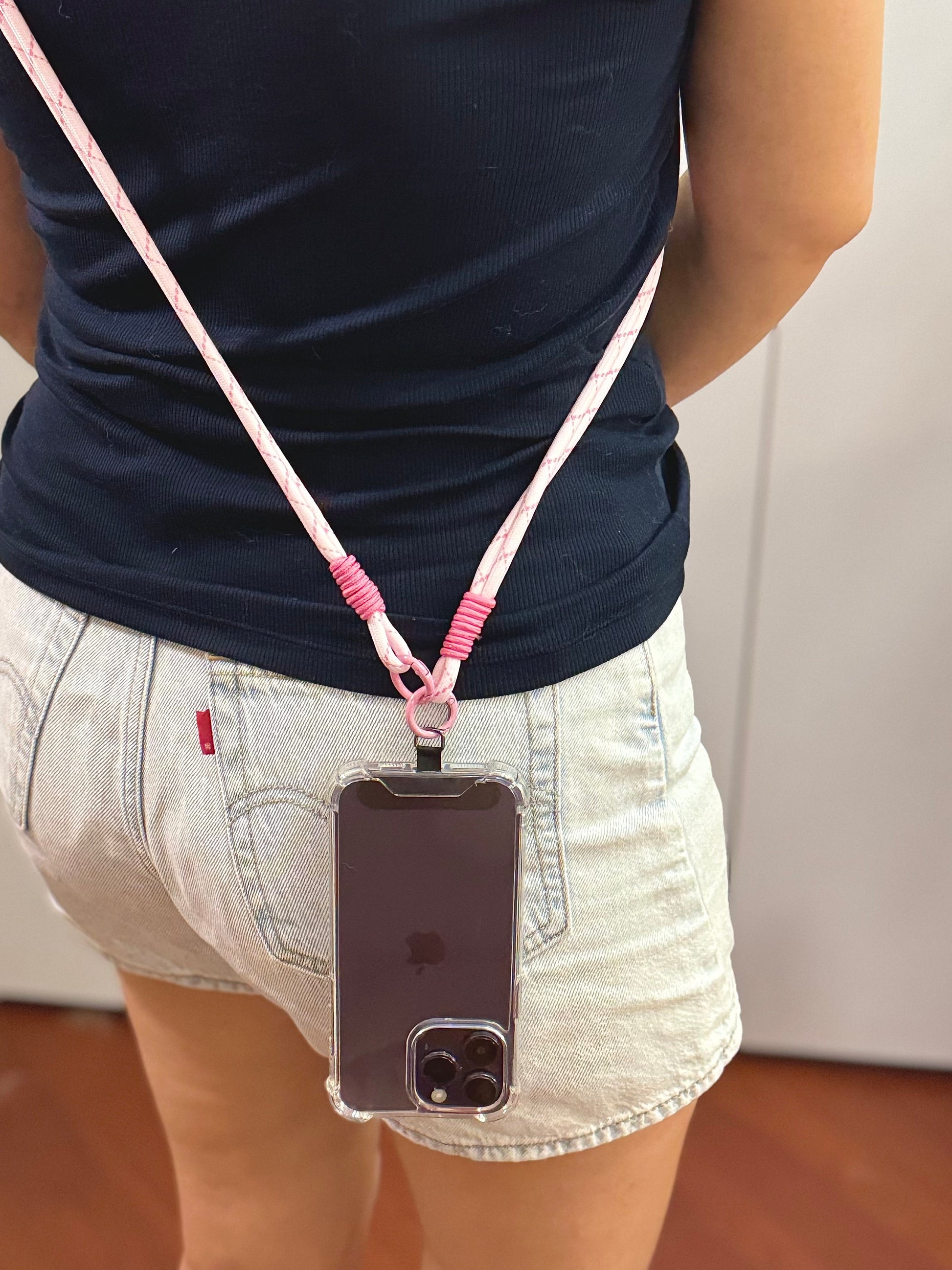 Crossbody Dual-strand Phone lanyard Pink.Bridesmaid gifts.Phone Strap.Handmade shoulder strap.Universal fit.Anti-theft strap.Phone Tether.