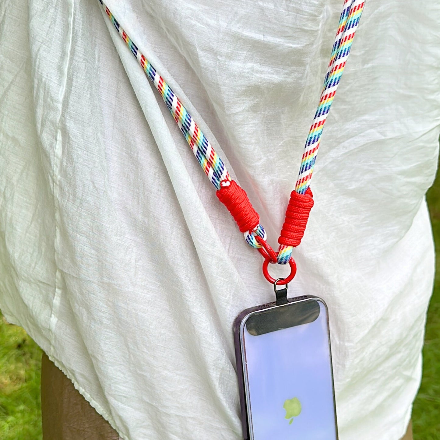 Rainbow crossbody Dual-strand Phone lanyard.Bridesmaid gift.Phone Strap.Handmade shoulder strap.Universal fit.Anti-theft strap.Phone Tether.
