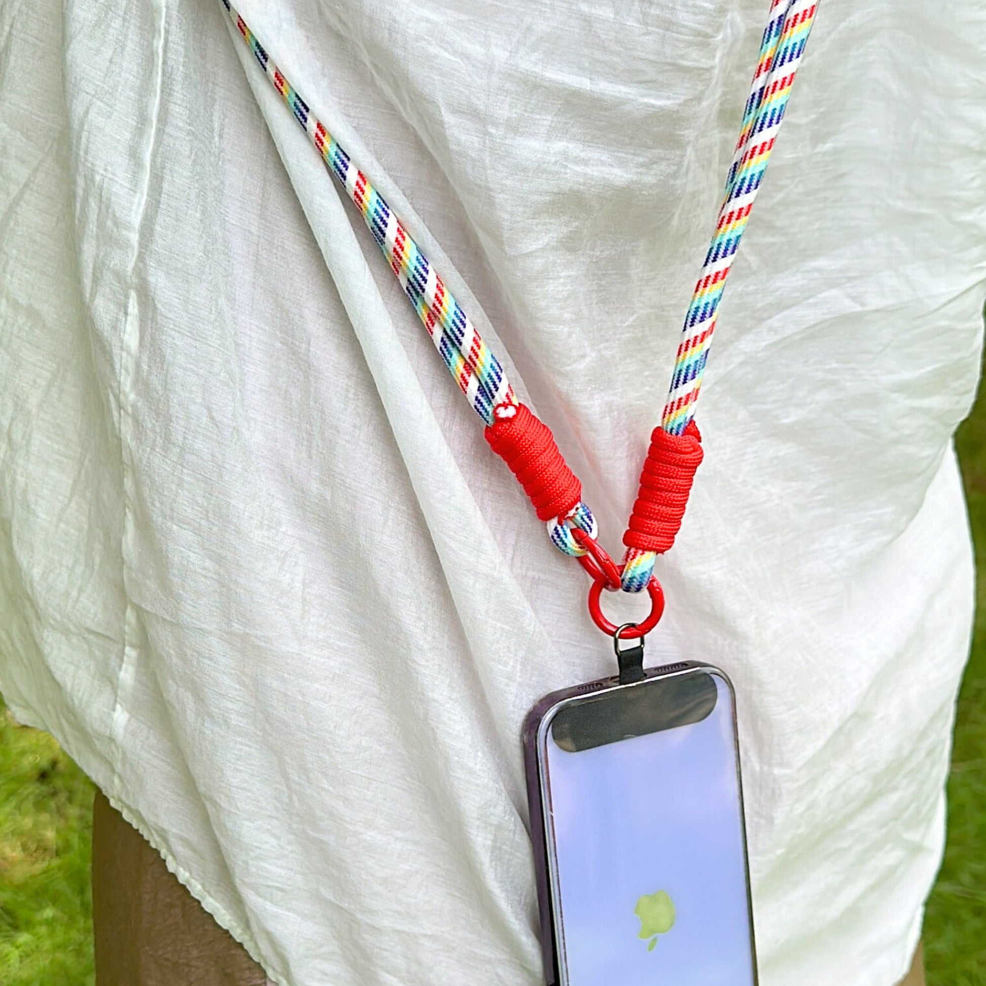 Rainbow crossbody Dual-strand Phone lanyard.Bridesmaid gift.Phone Strap.Handmade shoulder strap.Universal fit.Anti-theft strap.Phone Tether.